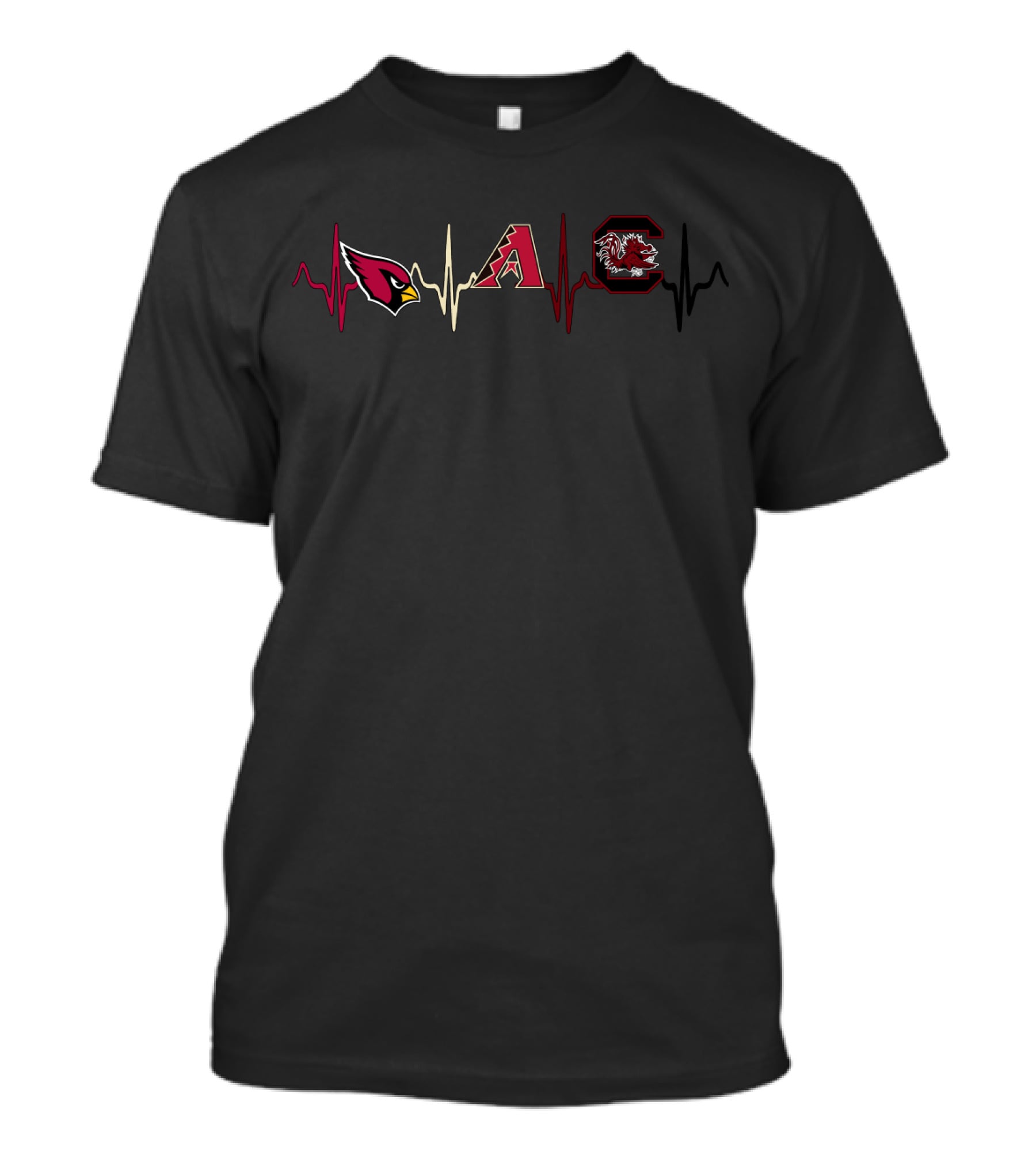 Cardinals Diamondbacks Gamecocks Heartbeat Love T-Shirt