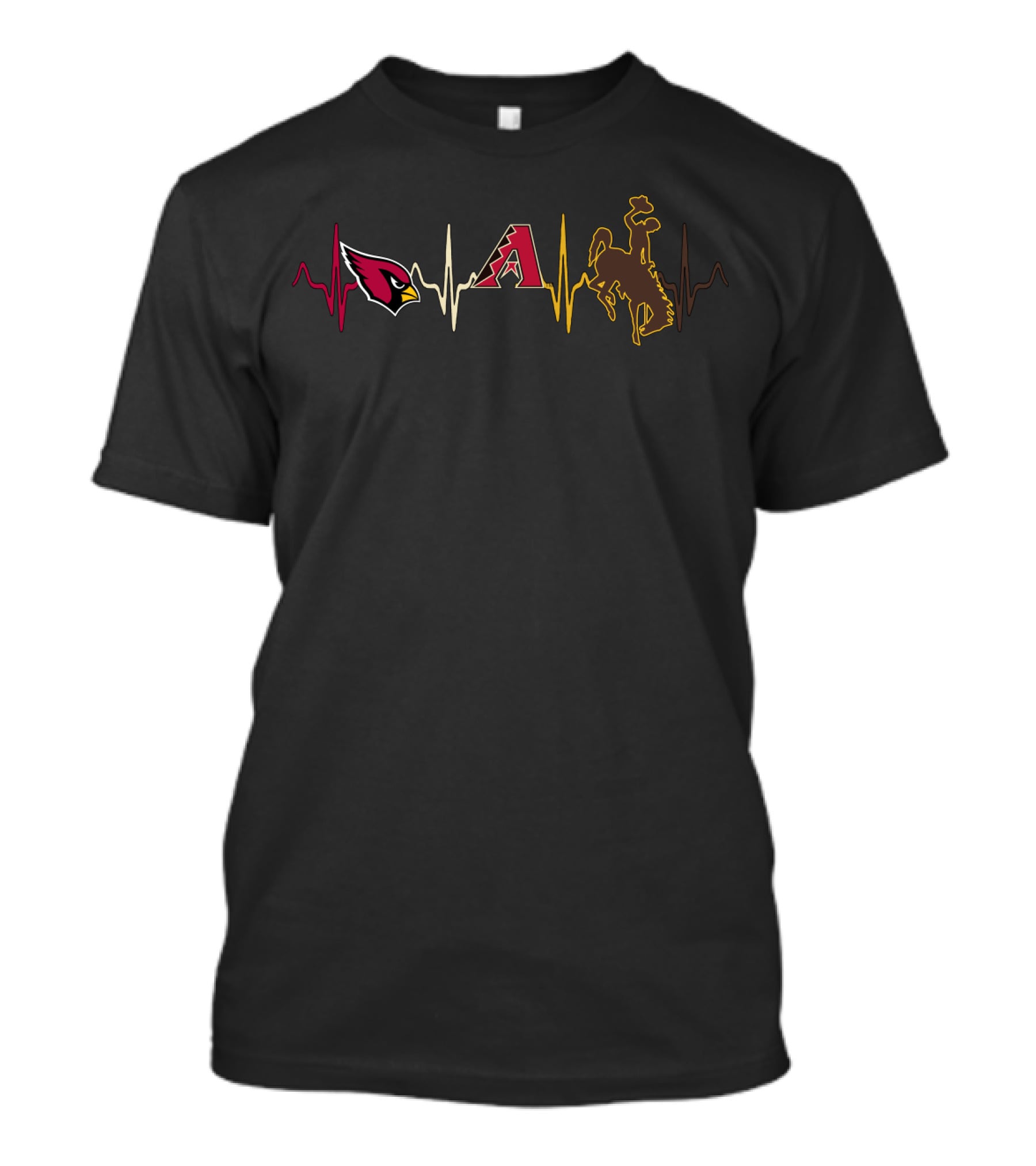 Cardinals Diamondbacks Wyoming Cowboys Heartbeat T-Shirt
