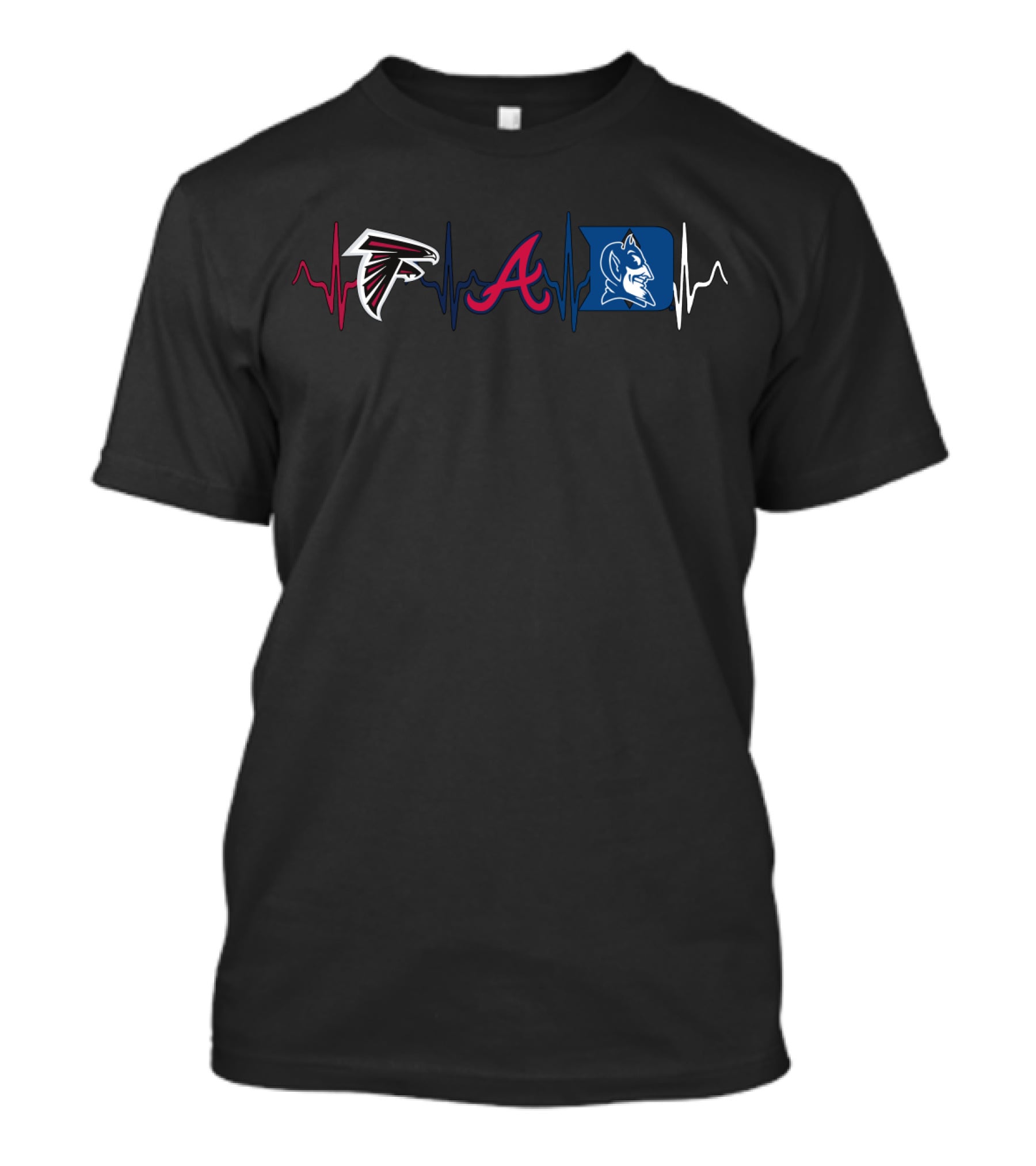 Falcons Braves Duke Blue Devils Heartbeat T-Shirt