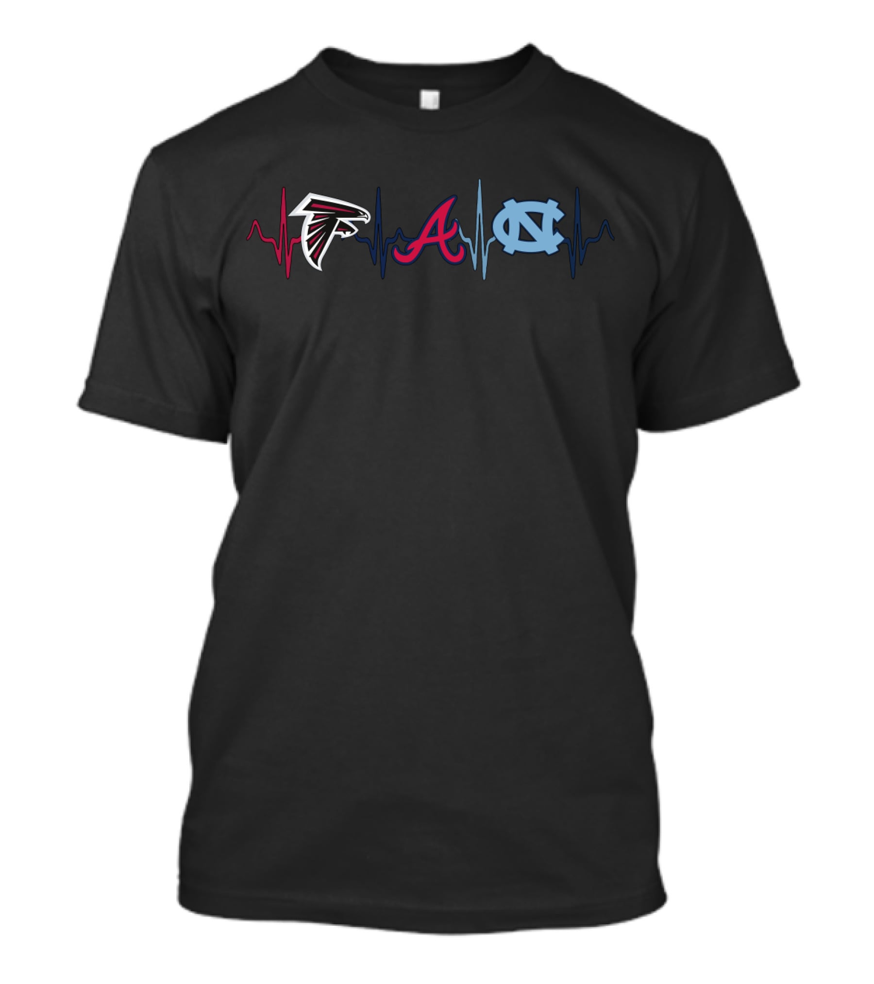 Atlanta Falcons Atlanta Braves North Carolina Tar Heels Heartbeat T-Shirt