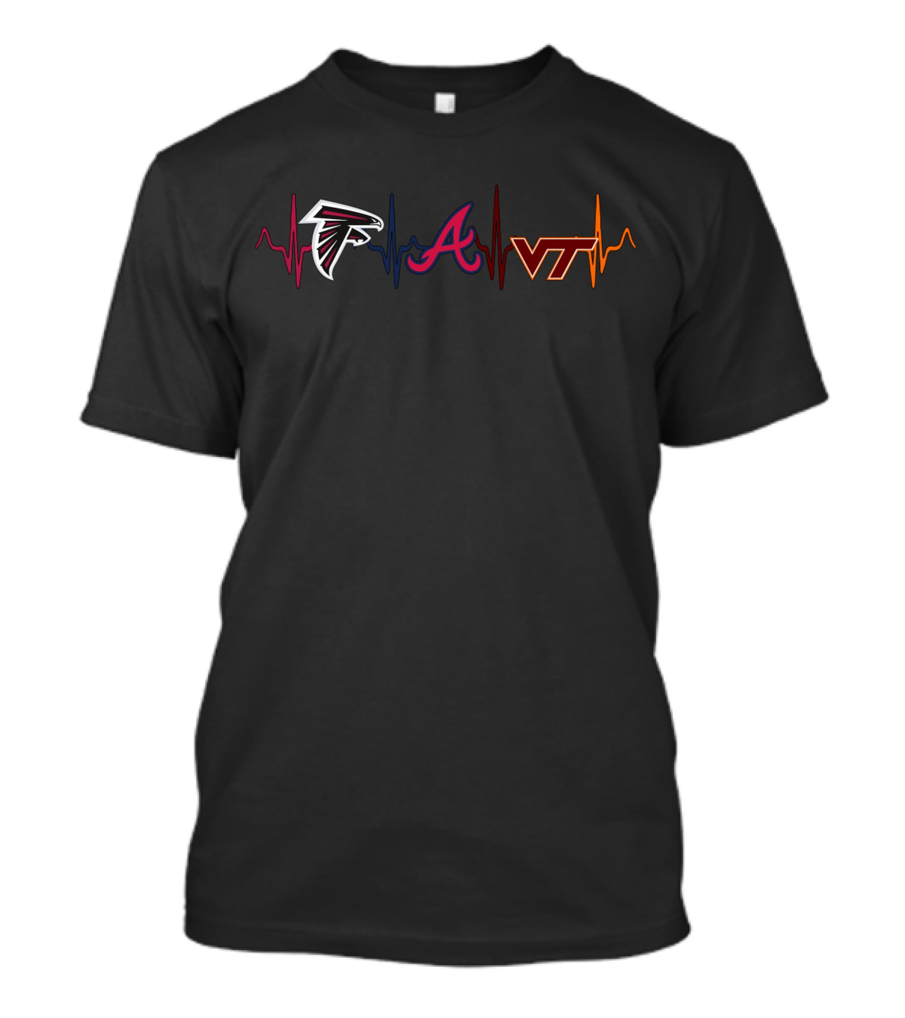 Falcons Braves Vt Heartbeat Ekg T-Shirt