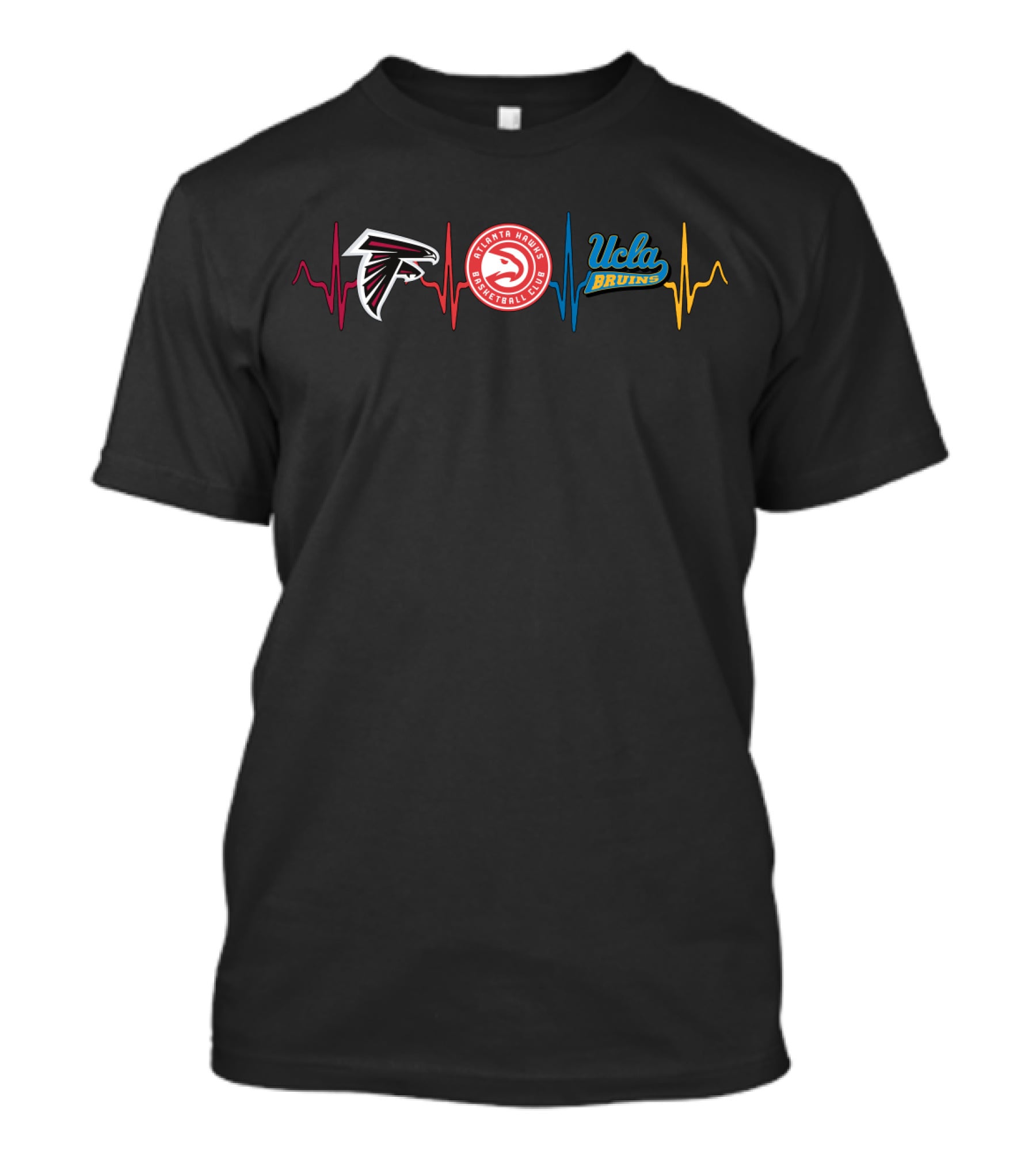 Atlanta Falcons Hawks Ucla Bruins Logo Heartbeat T-Shirt