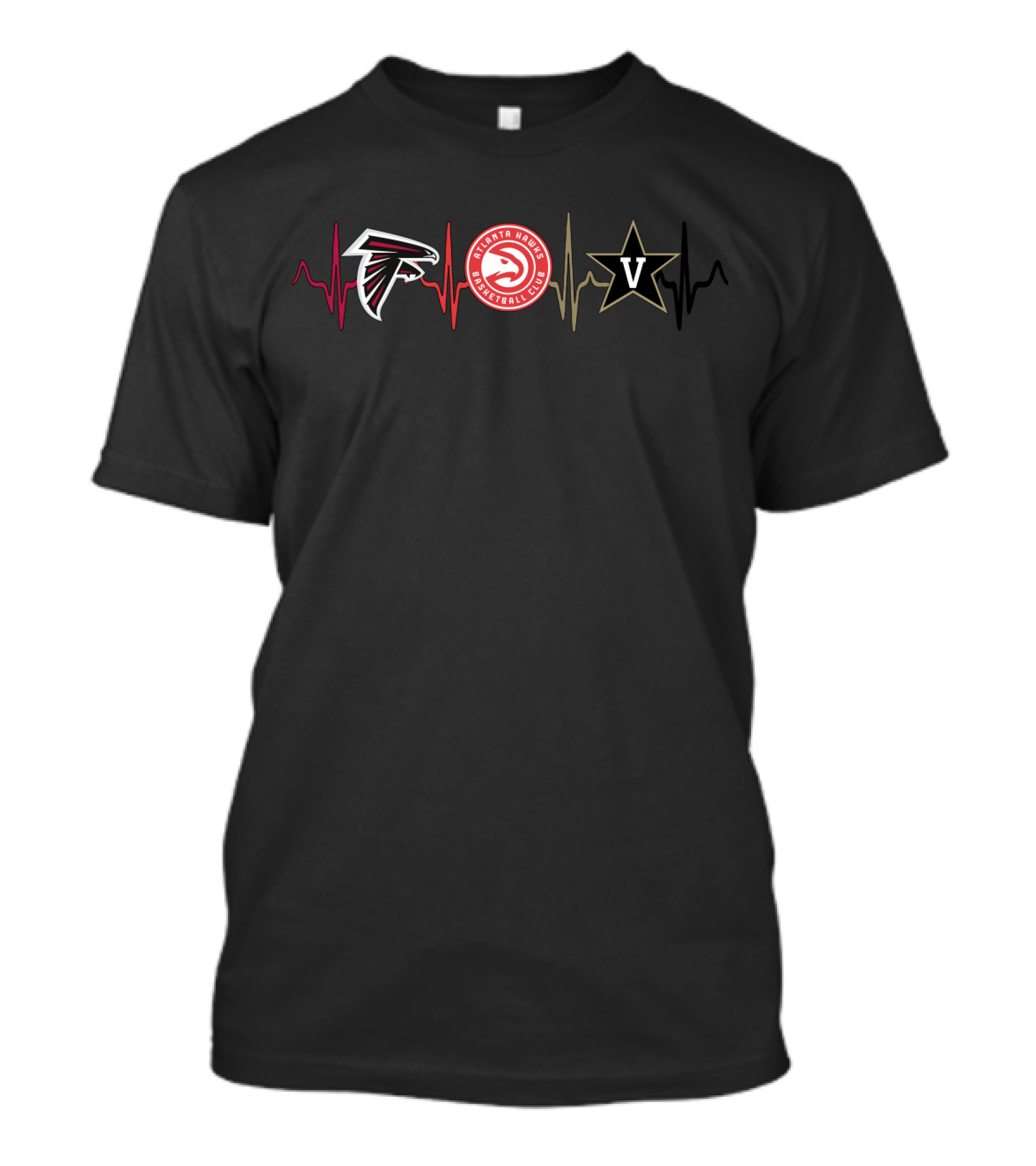 Love Falcons Atlanta Hawks Vanderbilt Commodores Heartbeat T-Shirt