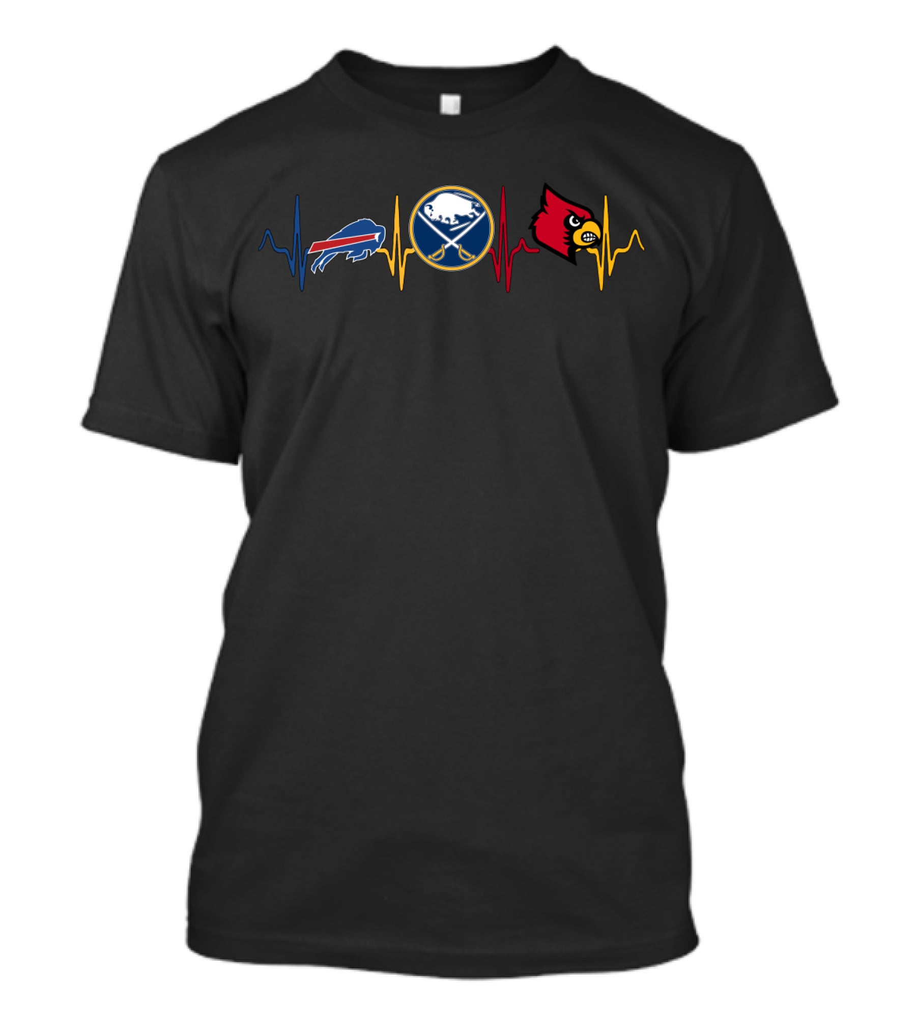 Buffalo Bills Sabres Louisville Cardinals Heartbeat T-Shirt