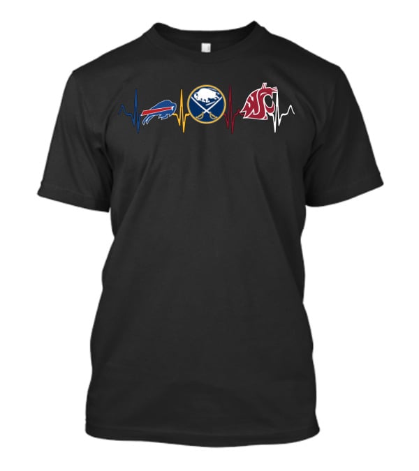 Buffalo Bills Buffalo Sabres Washington State Cougars Fan Heartbeat T-Shirt