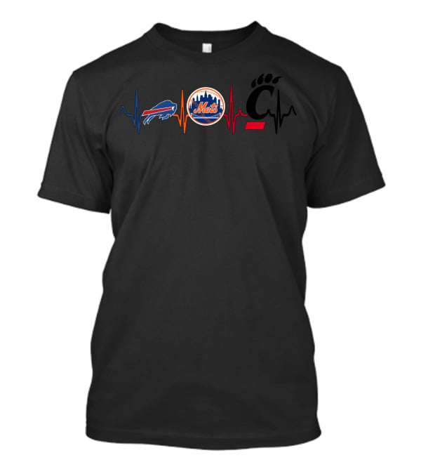 Buffalo Bills New York Mets Cincinnati Bearcats Ecg Line T-Shirt