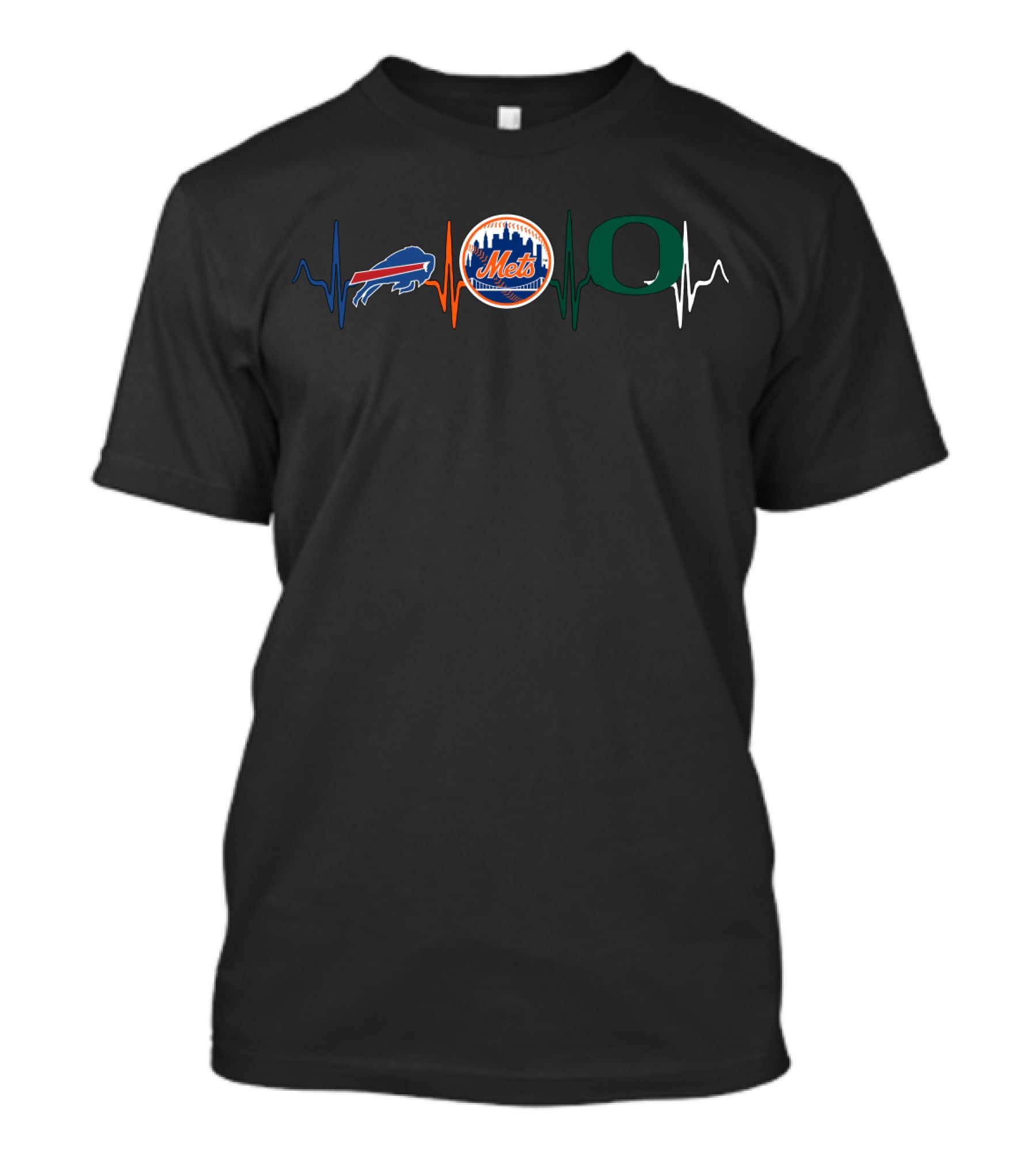 Buffalo Bills New York Mets Oregon Ducks Heartbeat Love T-Shirt