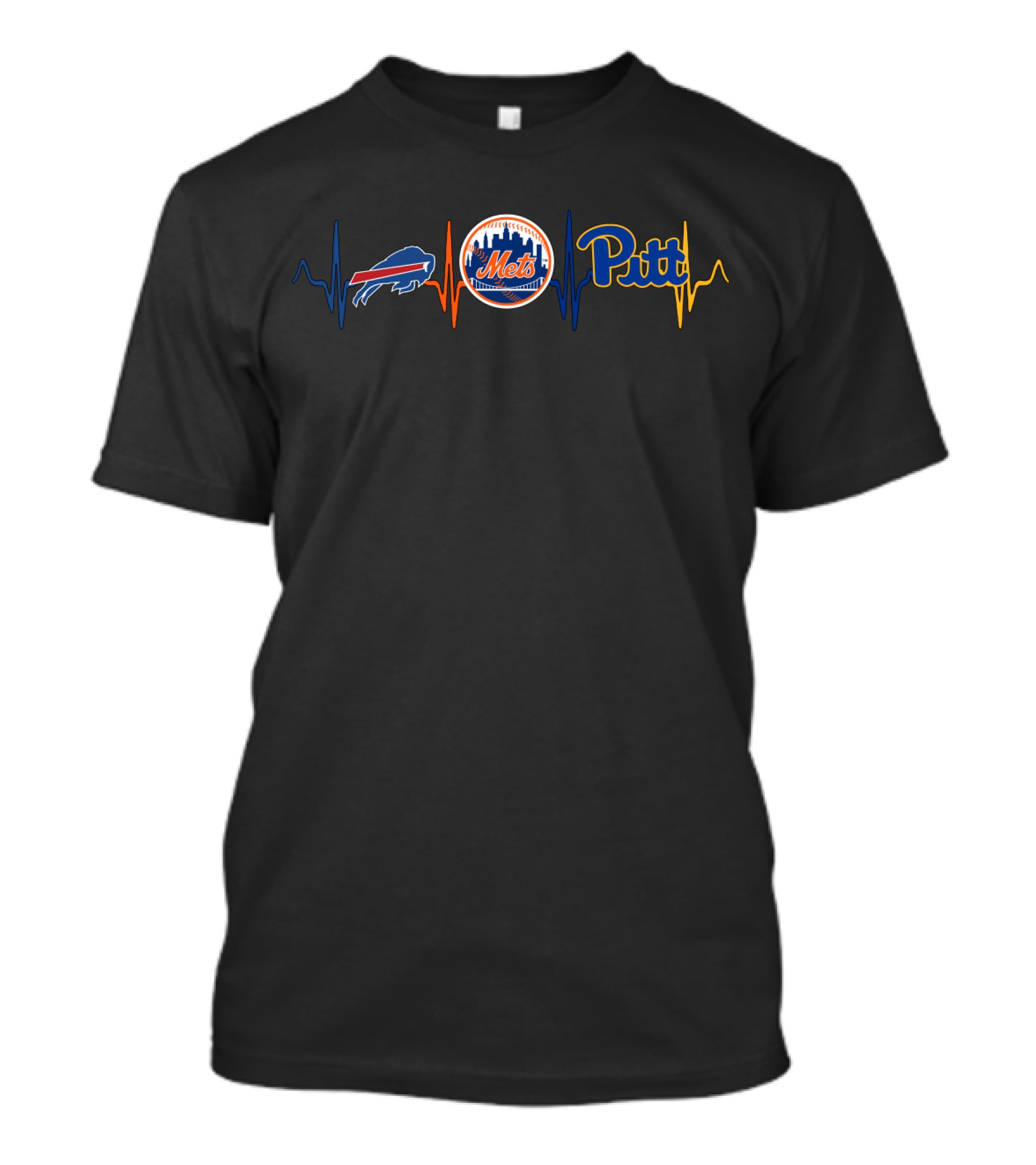 Buffalo Bills New York Mets Pittsburgh Heartbeat T-Shirt