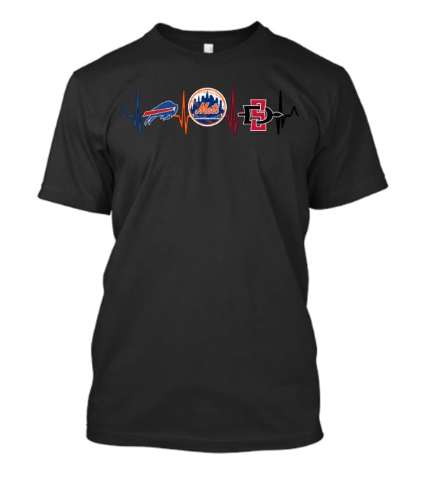 Buffalo Bills Love New York Mets Sdsu Heartbeat T-Shirt
