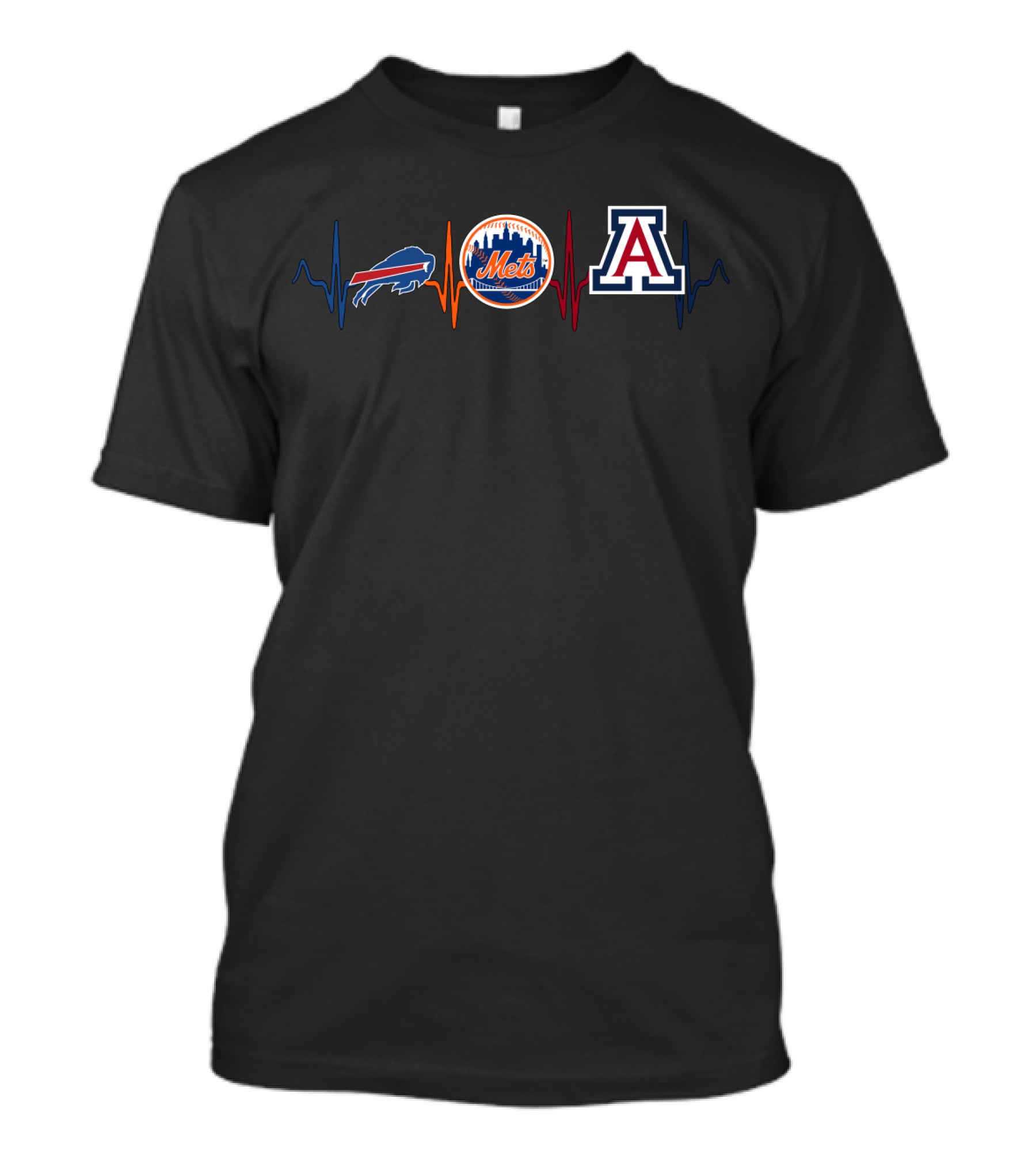 Buffalo Bills New York Mets Arizona Wildcats Heartbeat T-Shirt