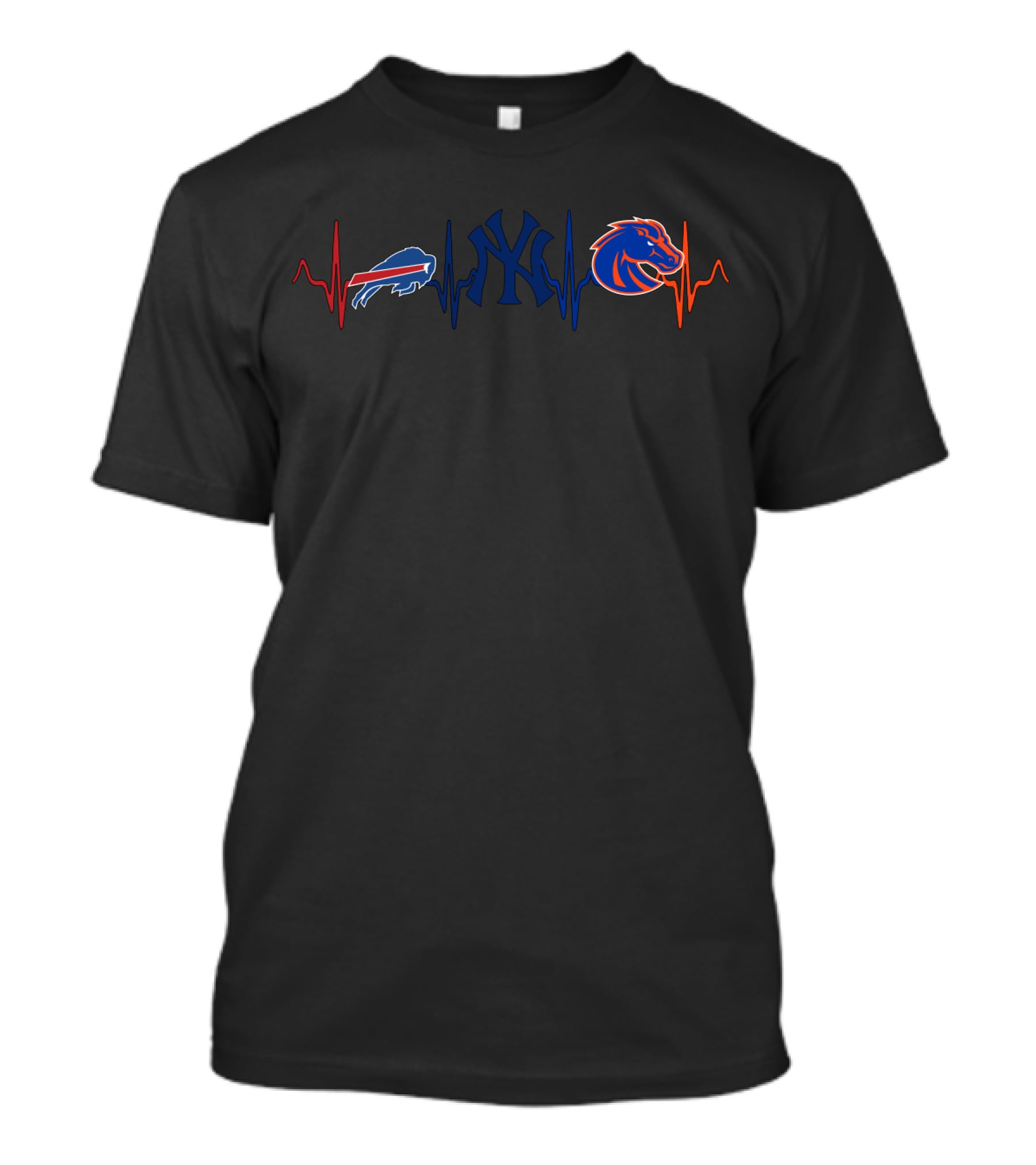 Buffalo Bills New York Yankees Boise State Broncos Heartbeat Bsb T-Shirt