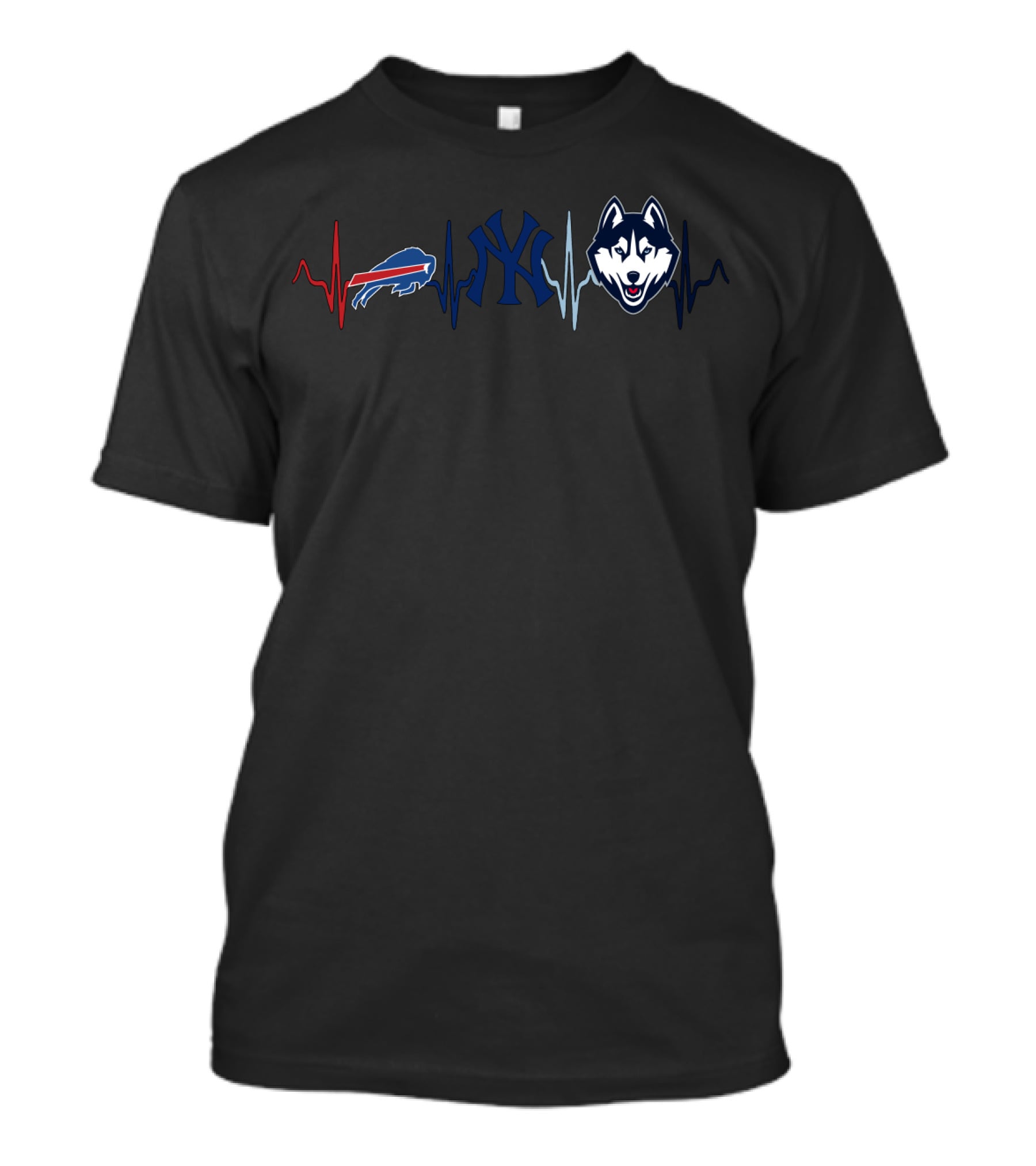 Buffalo Bills New York Yankees And Huskies Heartbeat T-Shirt