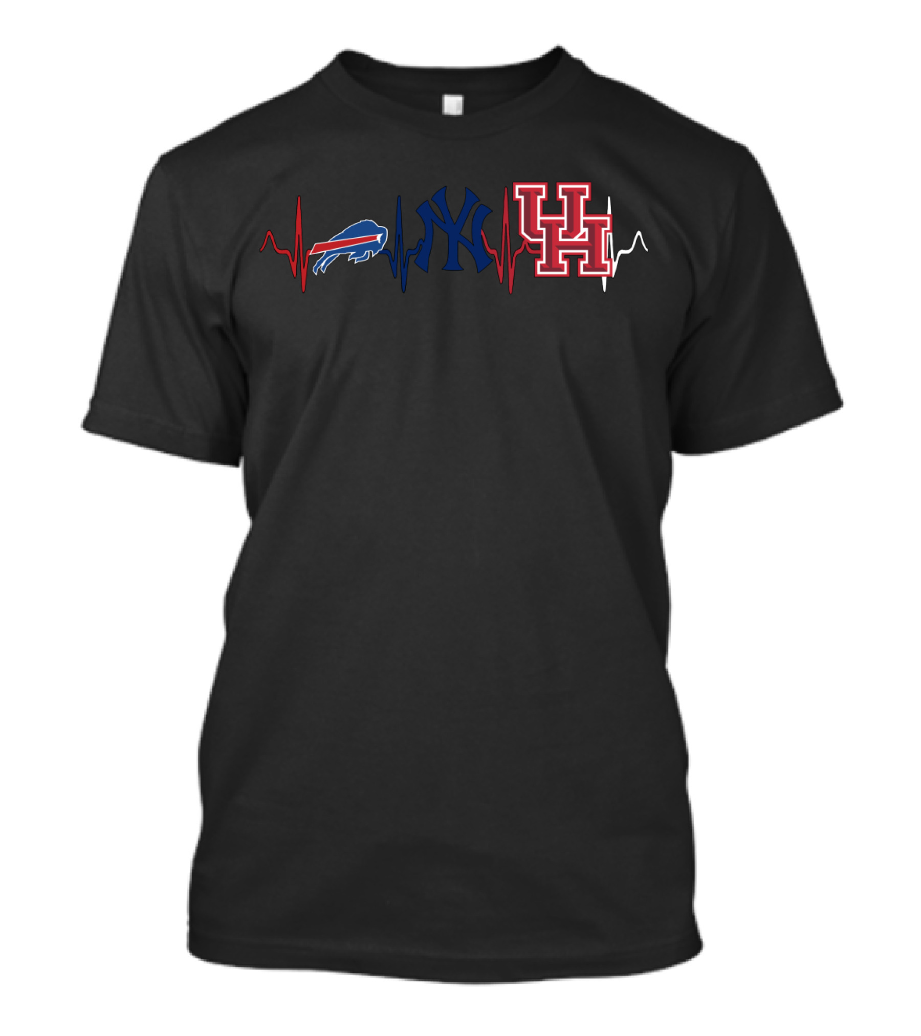 Buffalo Bills New York Yankees Houston Cougars Heartbeat T-Shirt