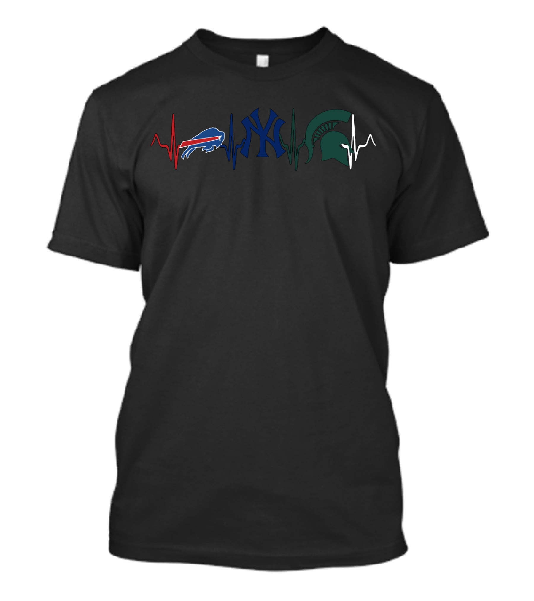 Buffalo Bills New York Yankees Michigan State Spartans Heartbeat T-Shirt