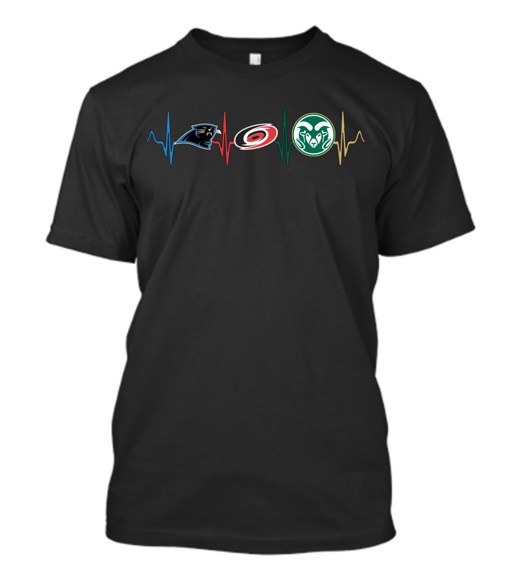 Love Panthers Hurricanes Rams Heartbeat Csr T-Shirt