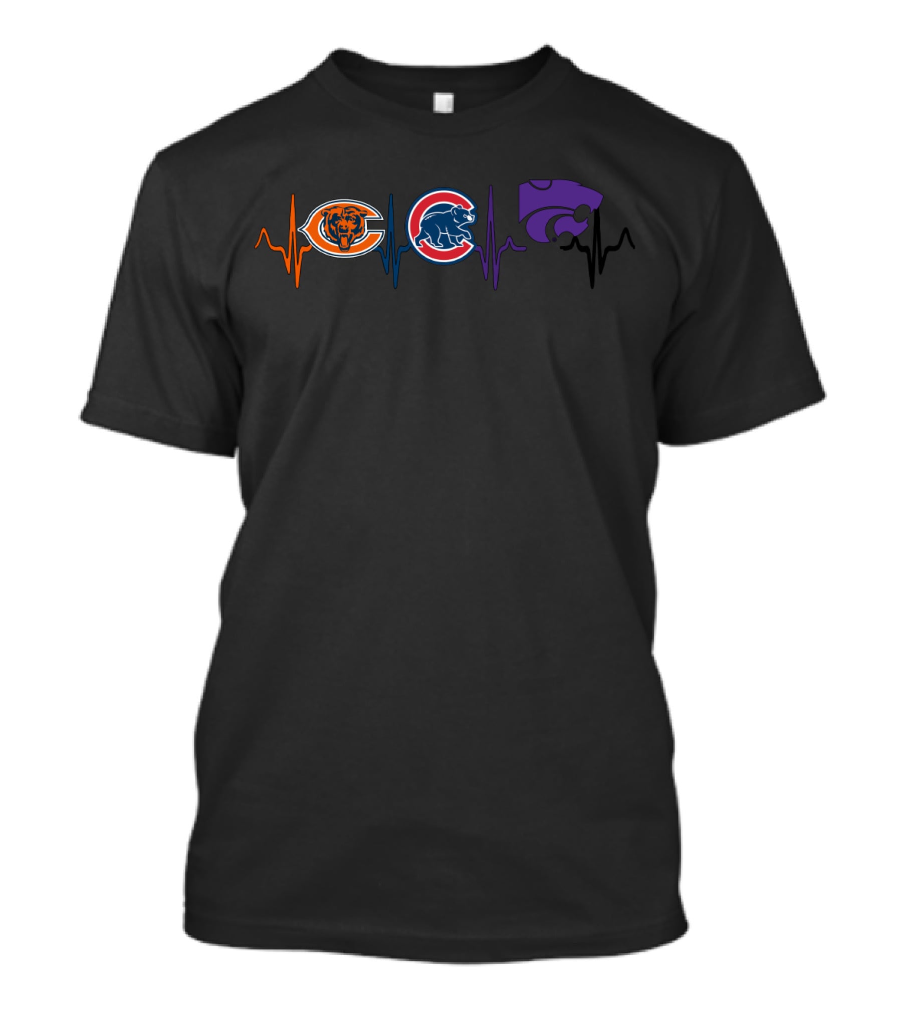 Chicago Bears Chicago Cubs Kansas State Wildcats Heartbeat T-Shirt
