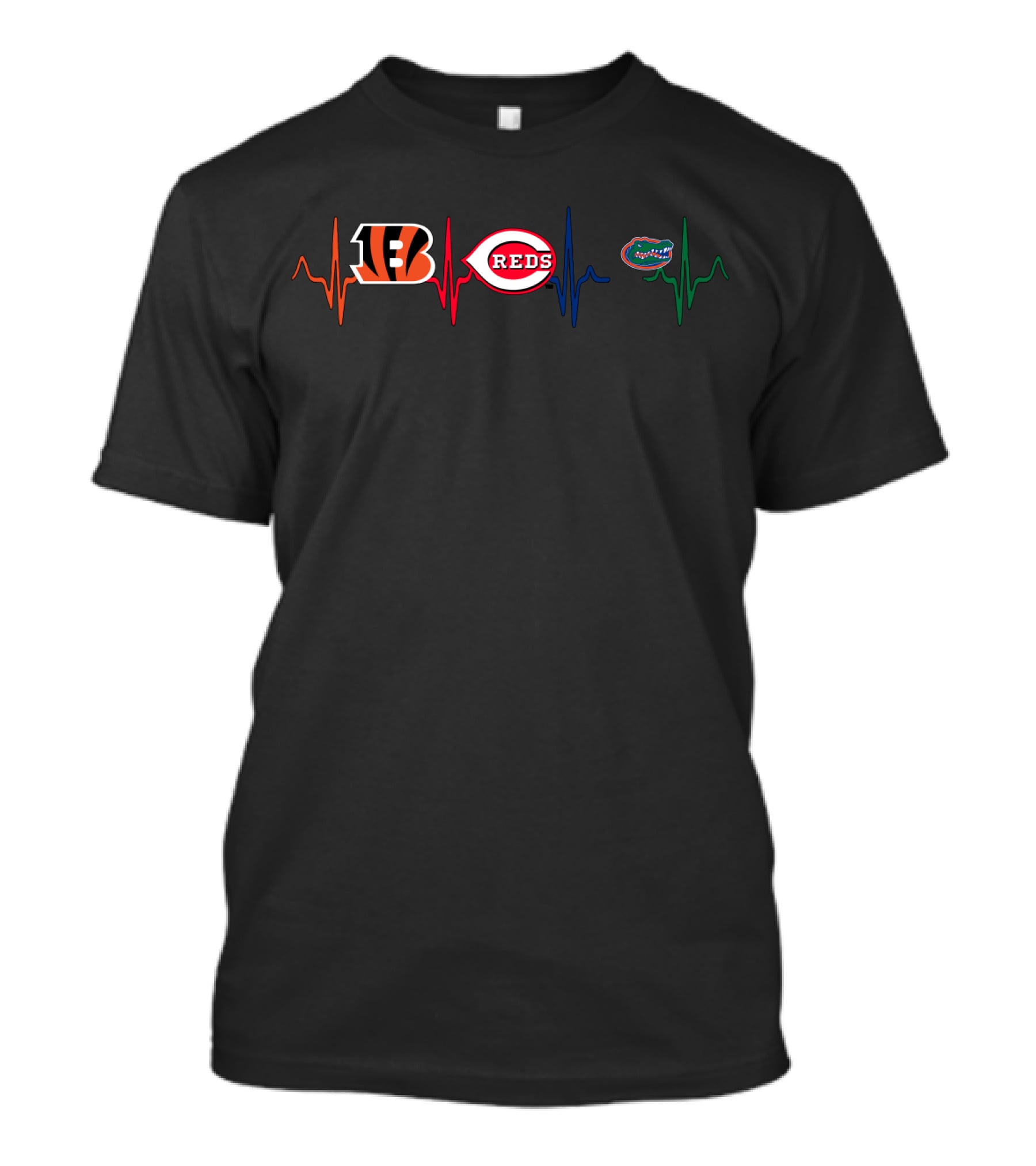 Love Bengals Reds Gators Heartbeat T-Shirt