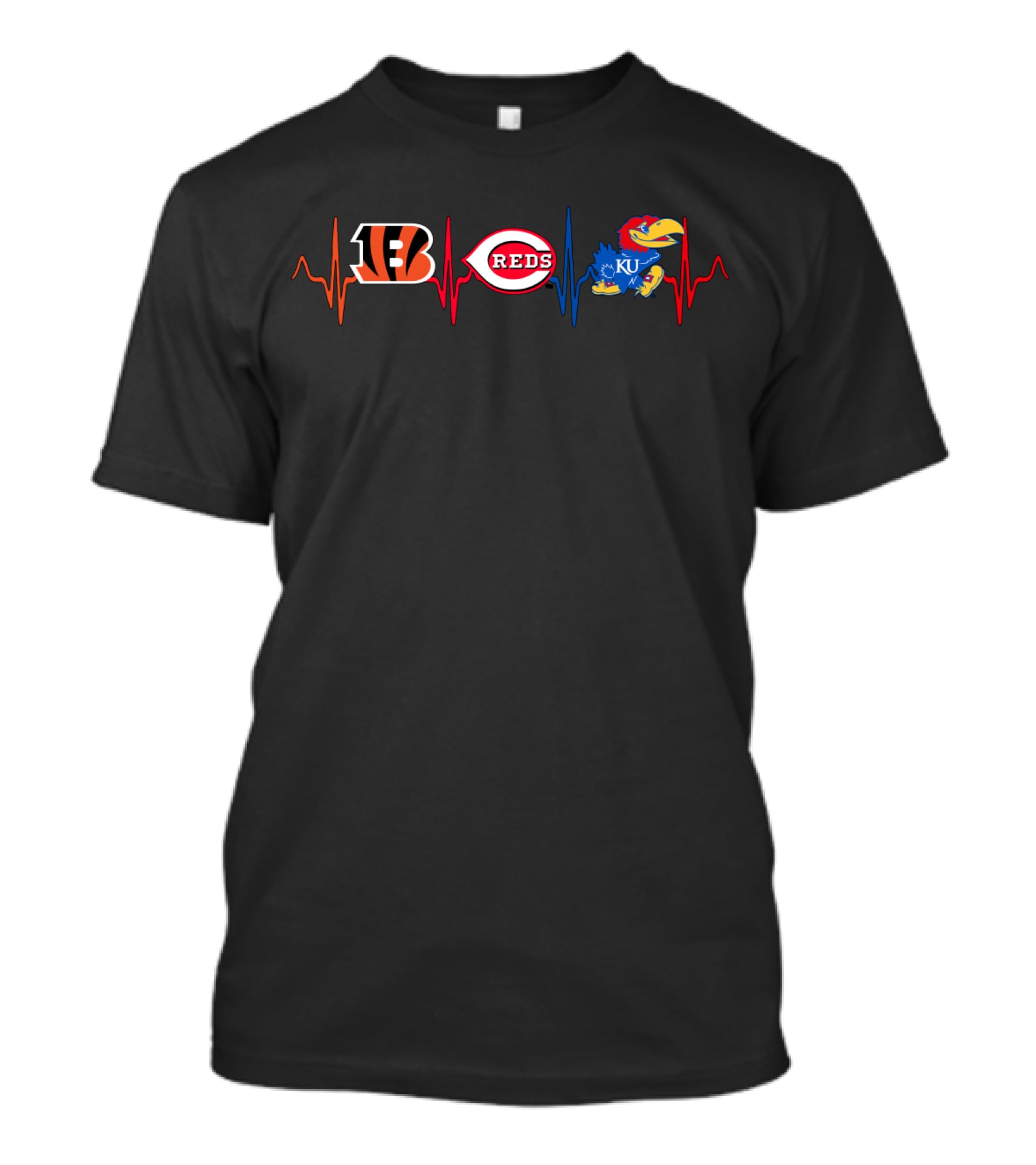 Bengals Reds Kansas Jayhawks Heartbeat T-Shirt
