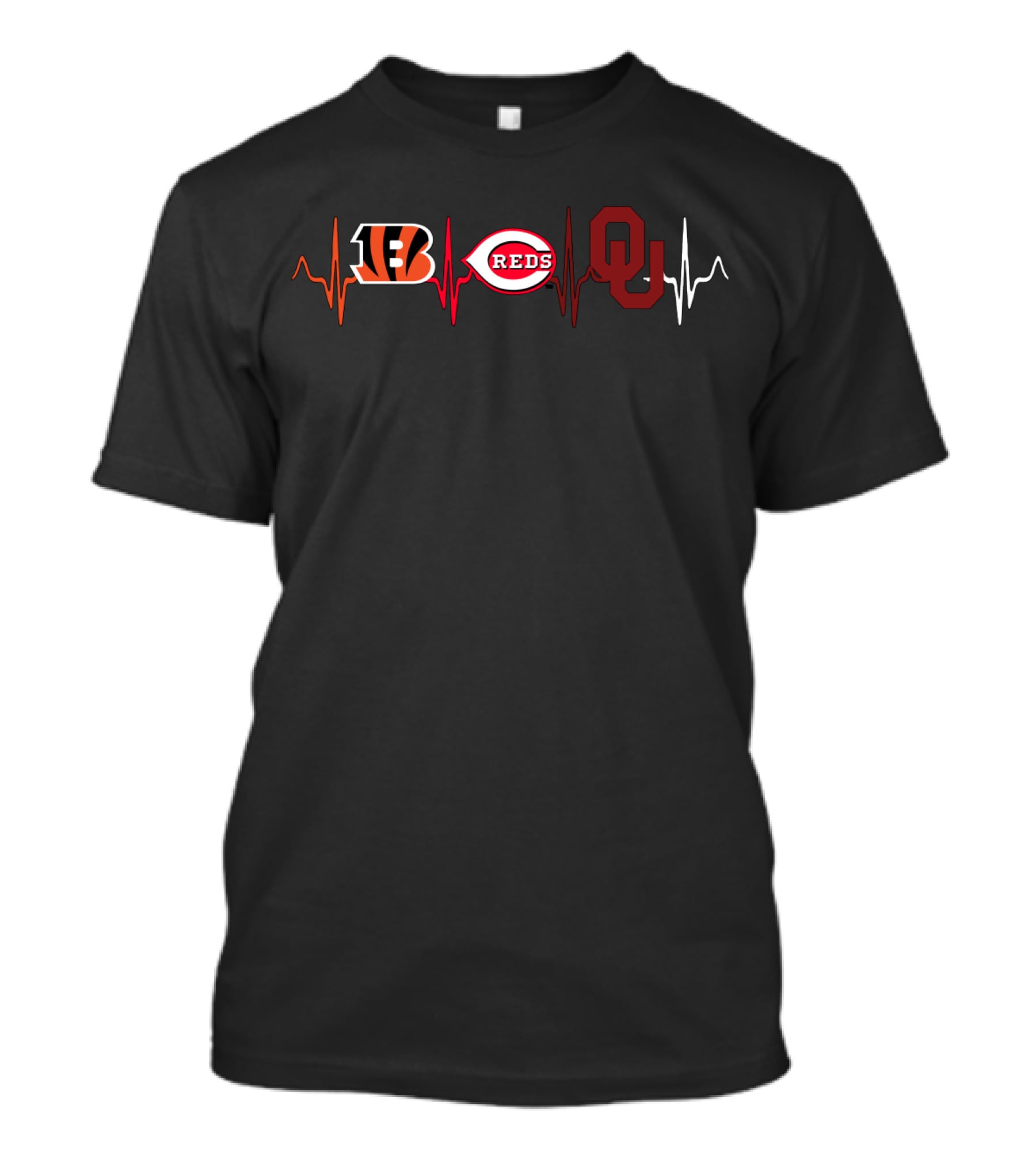 Bengals Reds Oklahoma Heartbeat Logo Elements T-Shirt