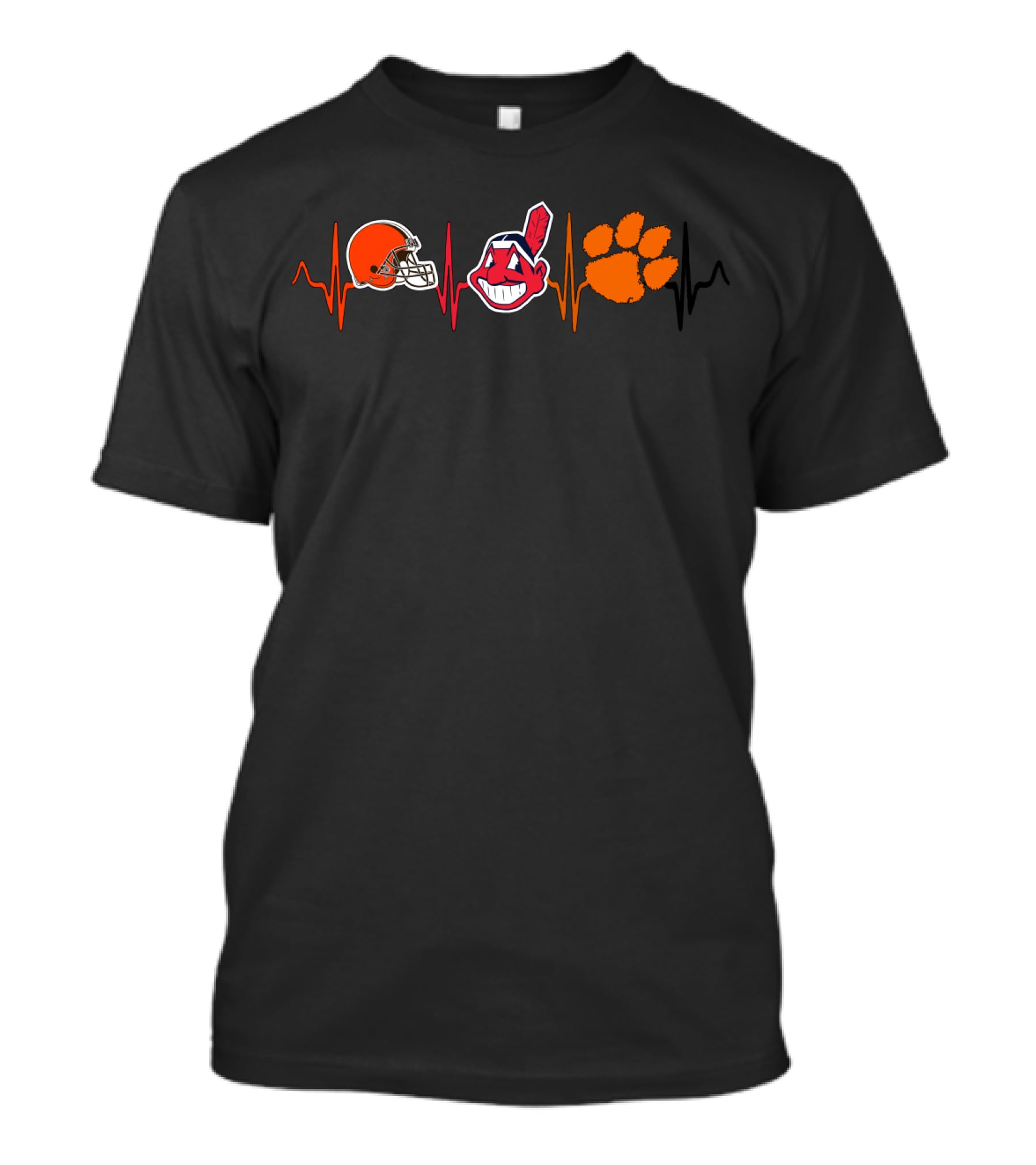 Love Browns Indians Ct Heartbeat Icons T-Shirt