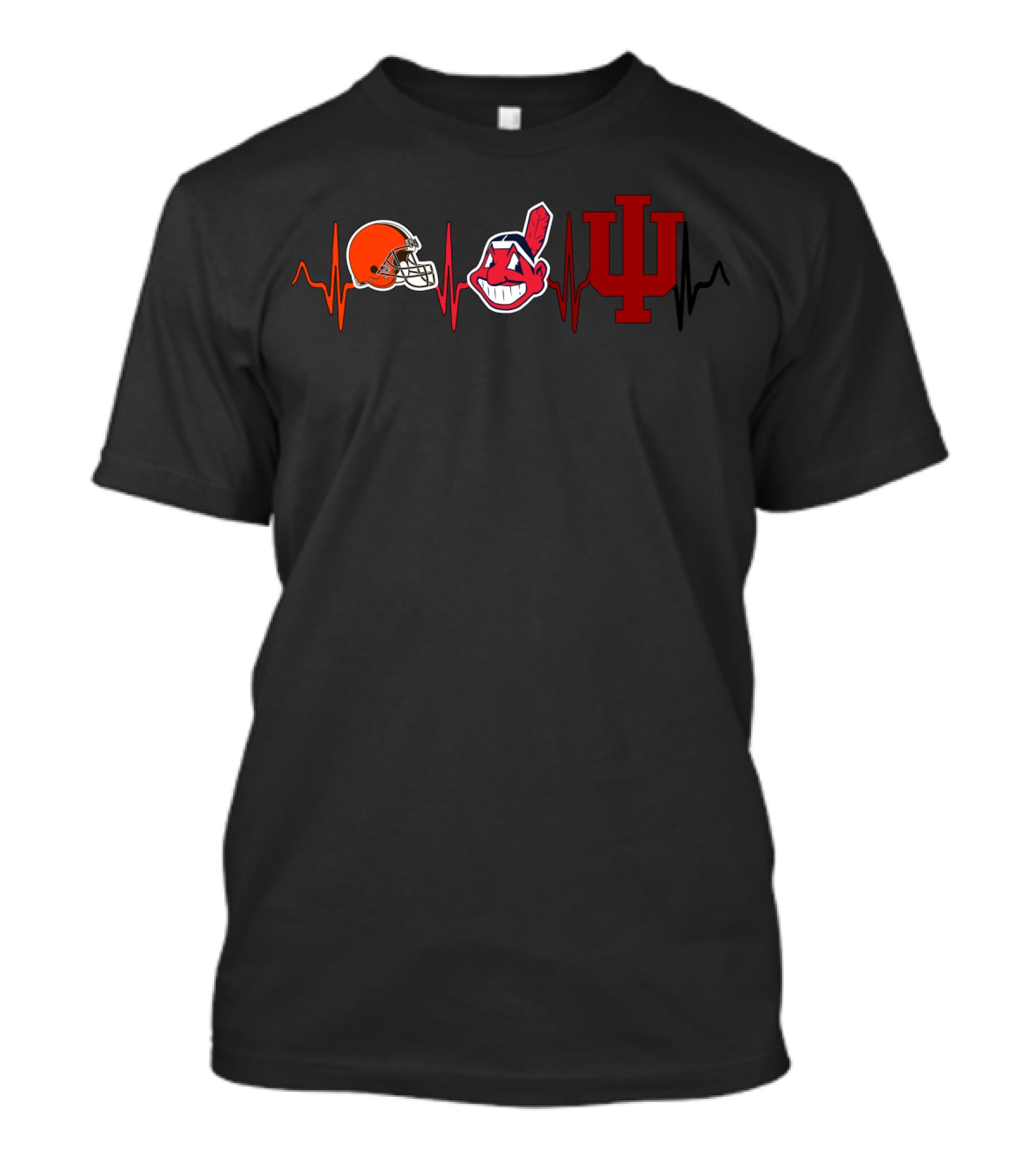 Cleveland Browns Indians Logo Heartbeat Indiana Hoosiers Ih T-Shirt