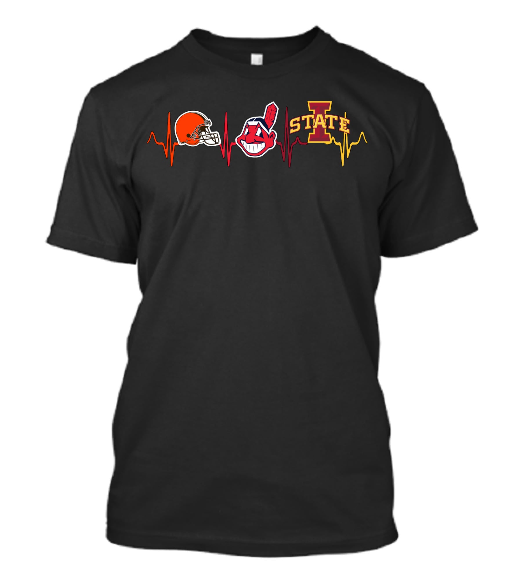 Cleveland Browns Indians Iowa State Cyclones Heartbeat T-Shirt