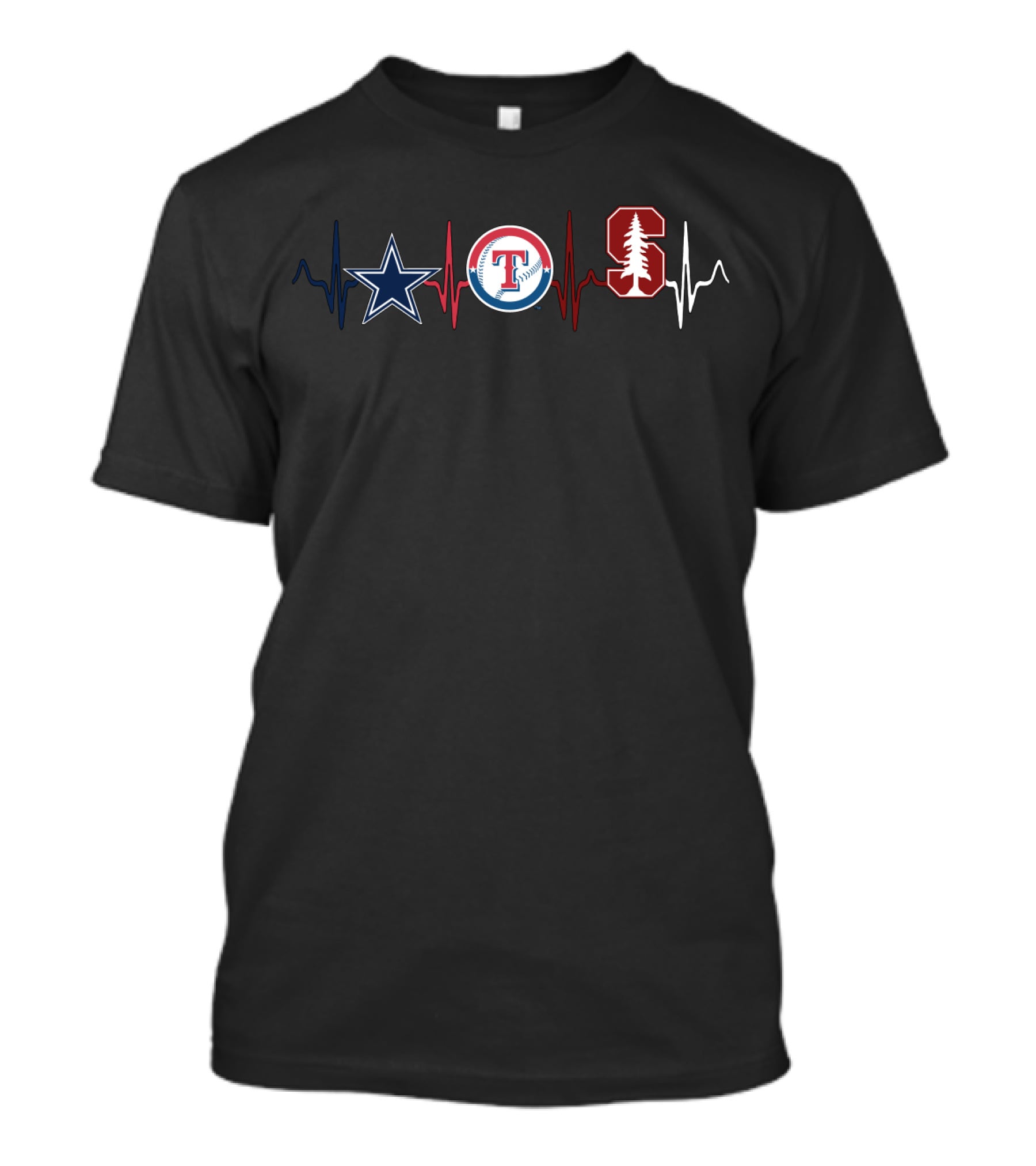 Dallas Cowboys Texas Rangers Stanford Sc Heartbeat T-Shirt