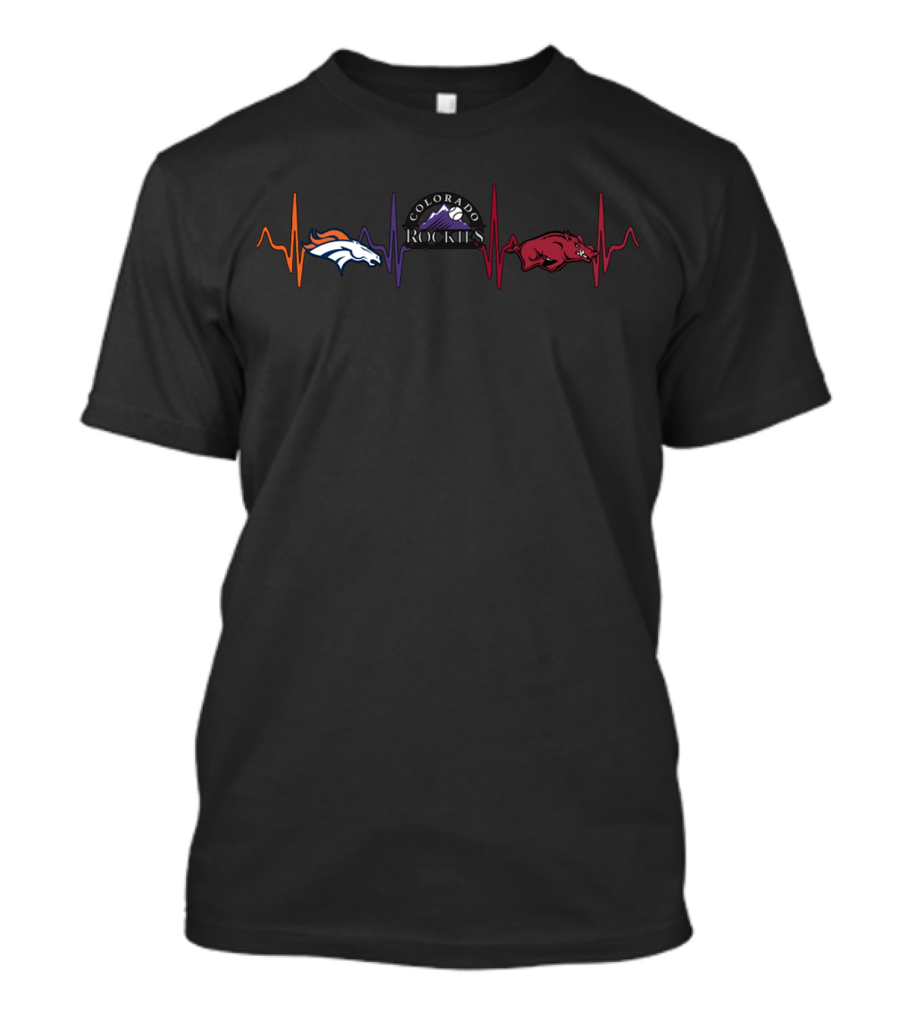 Love Broncos Colorado Rockies With Ar Razorbacks T-Shirt
