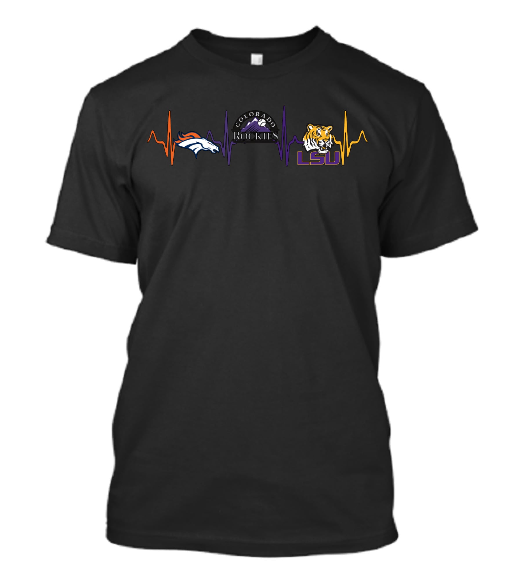 Love Broncos Colorado Rockies Lsu Tigers T-Shirt