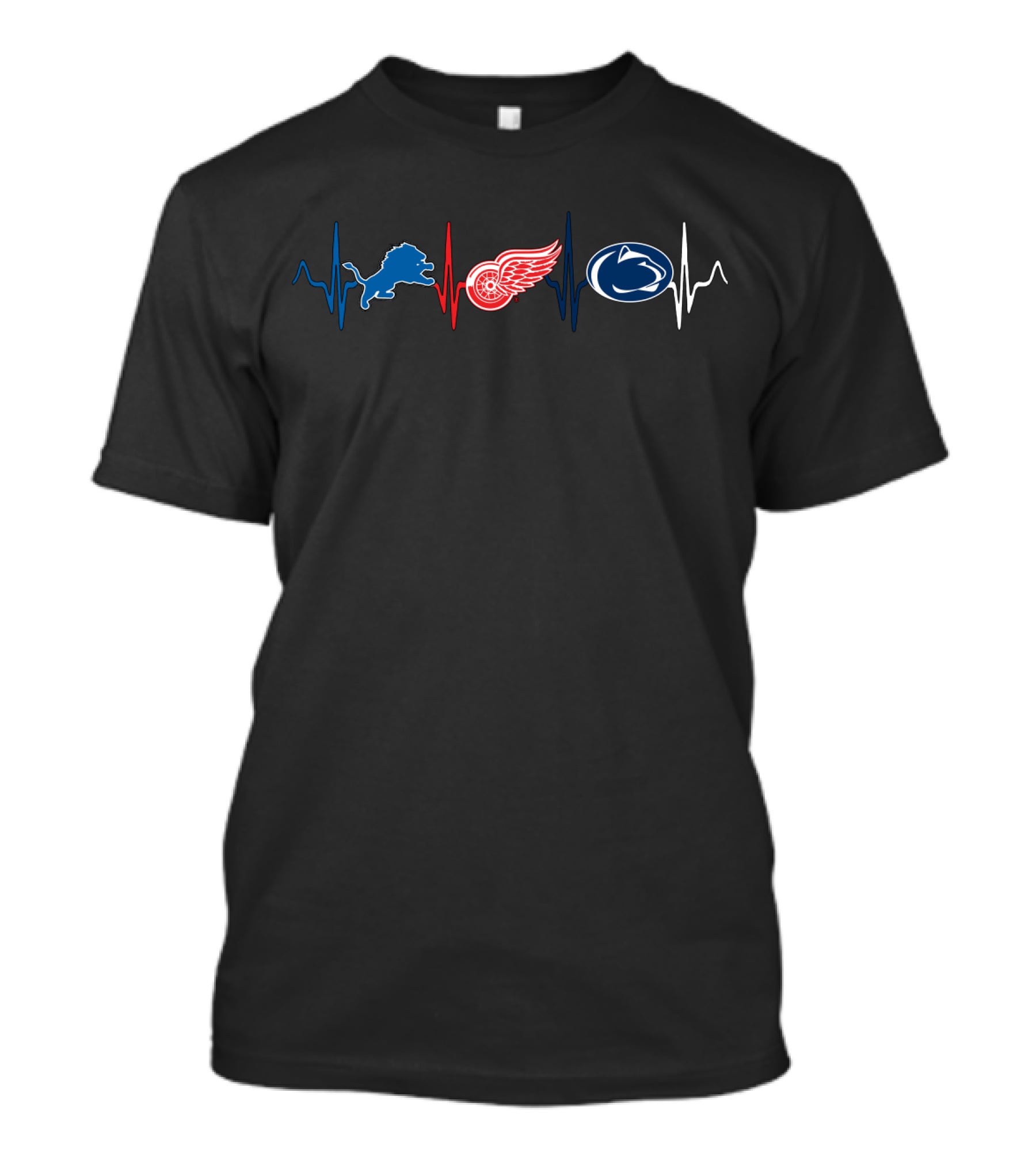 Detroit Lions Red Wings Penn State Heartbeat T-Shirt