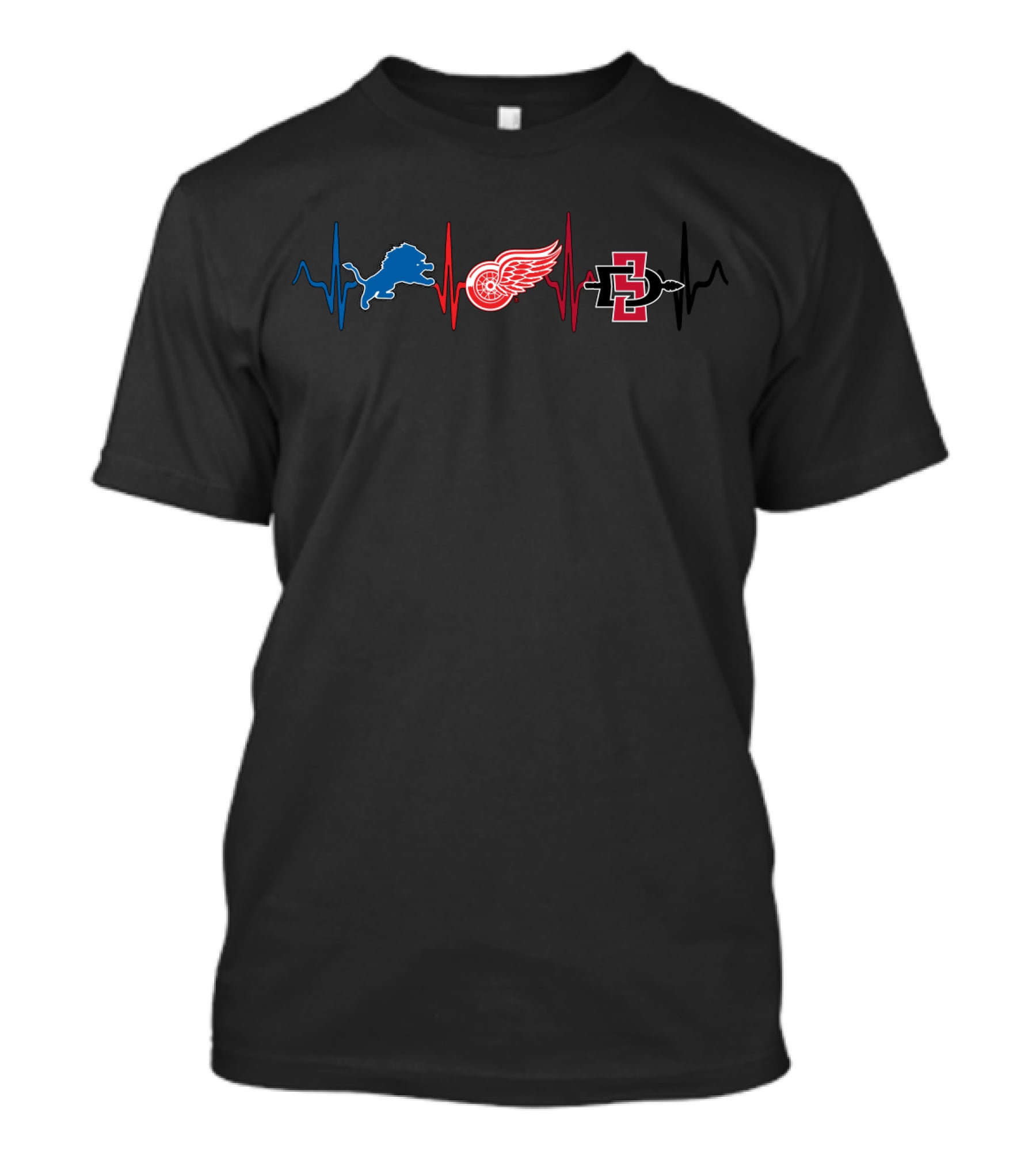 Detroit Lions Red Wings Sdsu Heartbeat T-Shirt