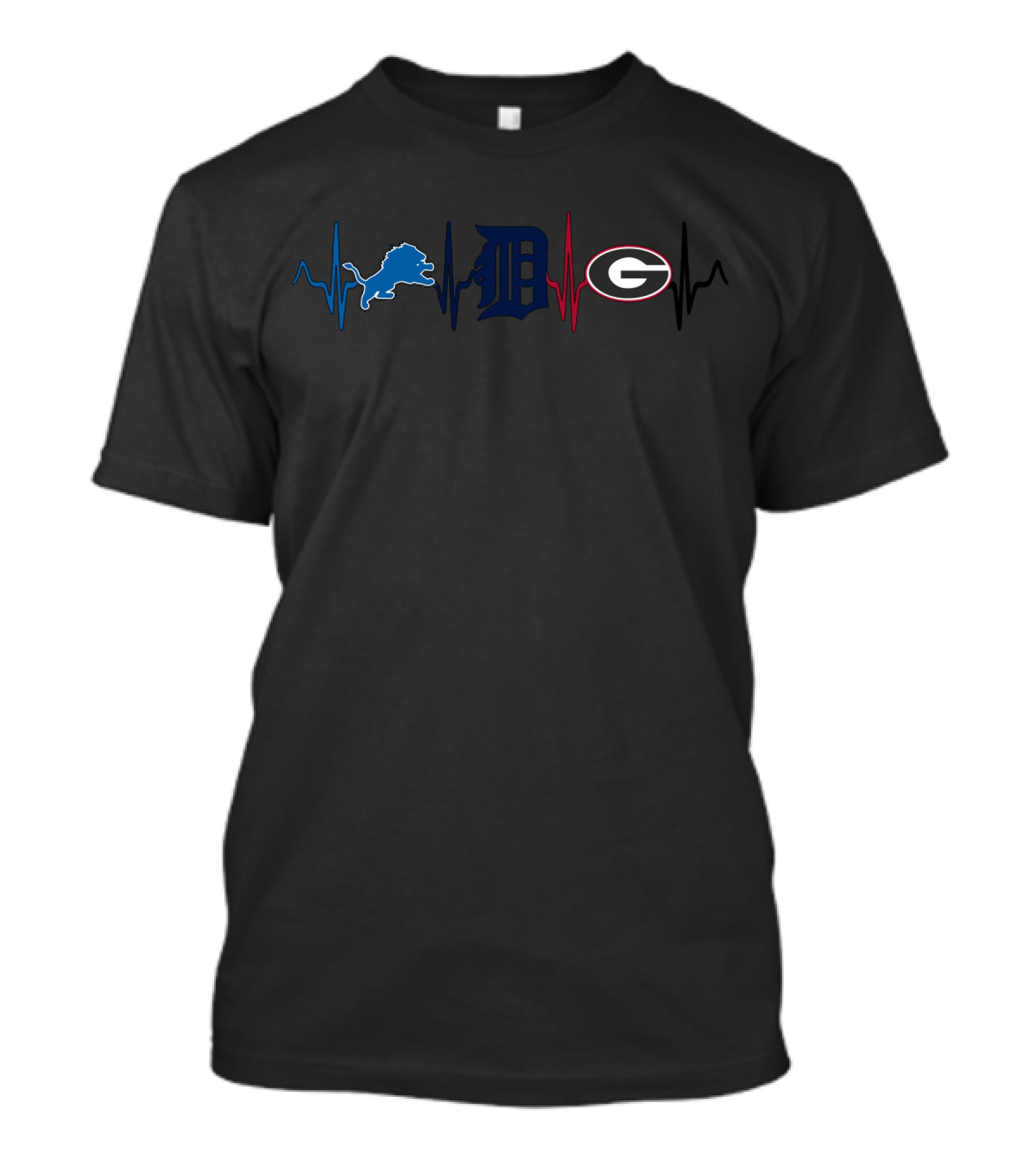 Detroit Lions Tigers Georgia Bulldogs Heartbeat T-Shirt