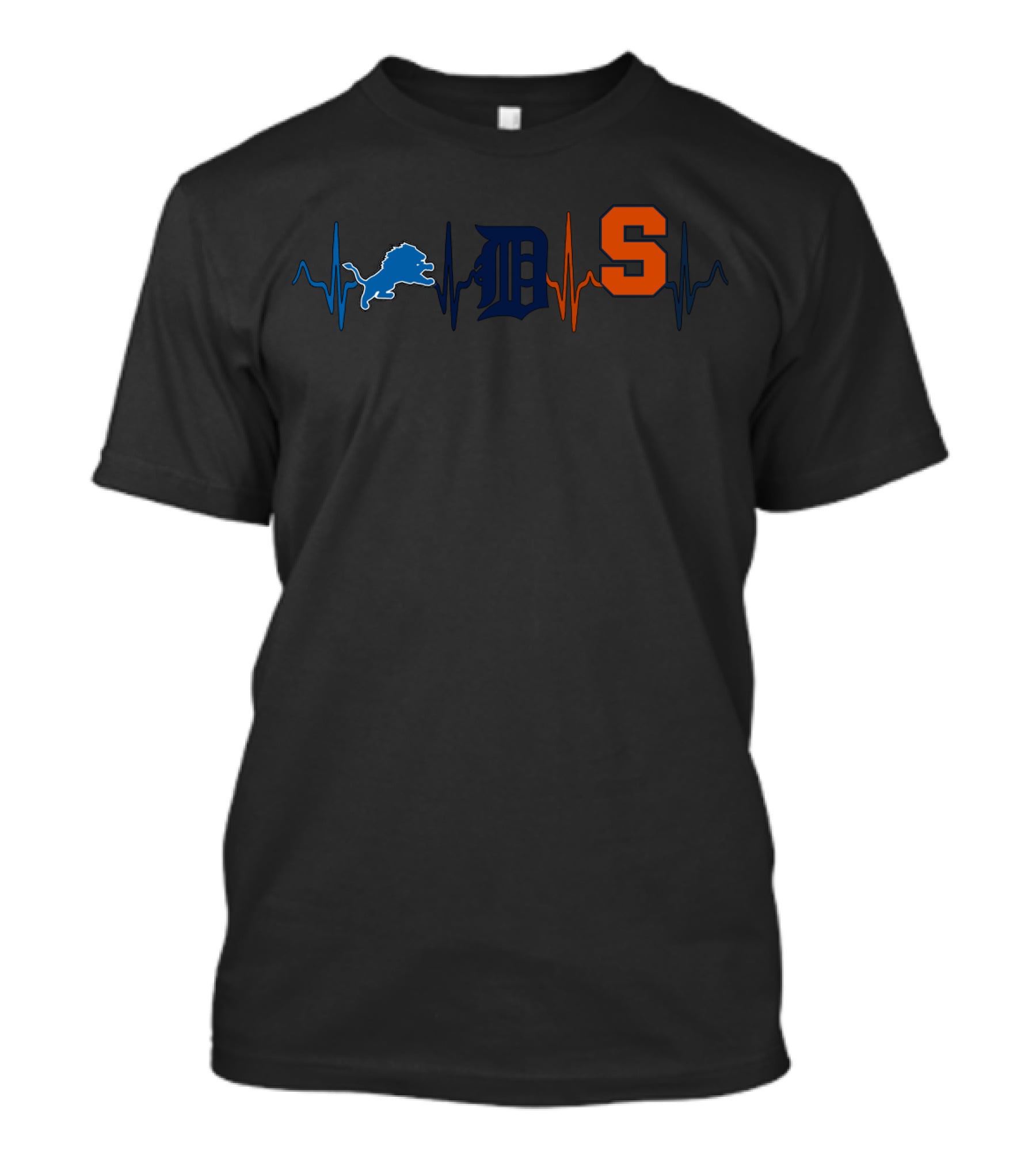 Detroit Lions Tigers Syracuse Heartbeat T-Shirt