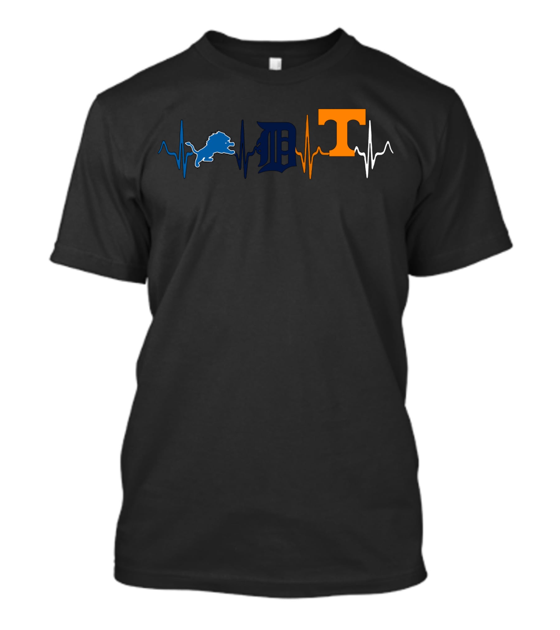 Detroit Lions Detroit Tigers Tennessee Volunteers Heartbeat T-Shirt
