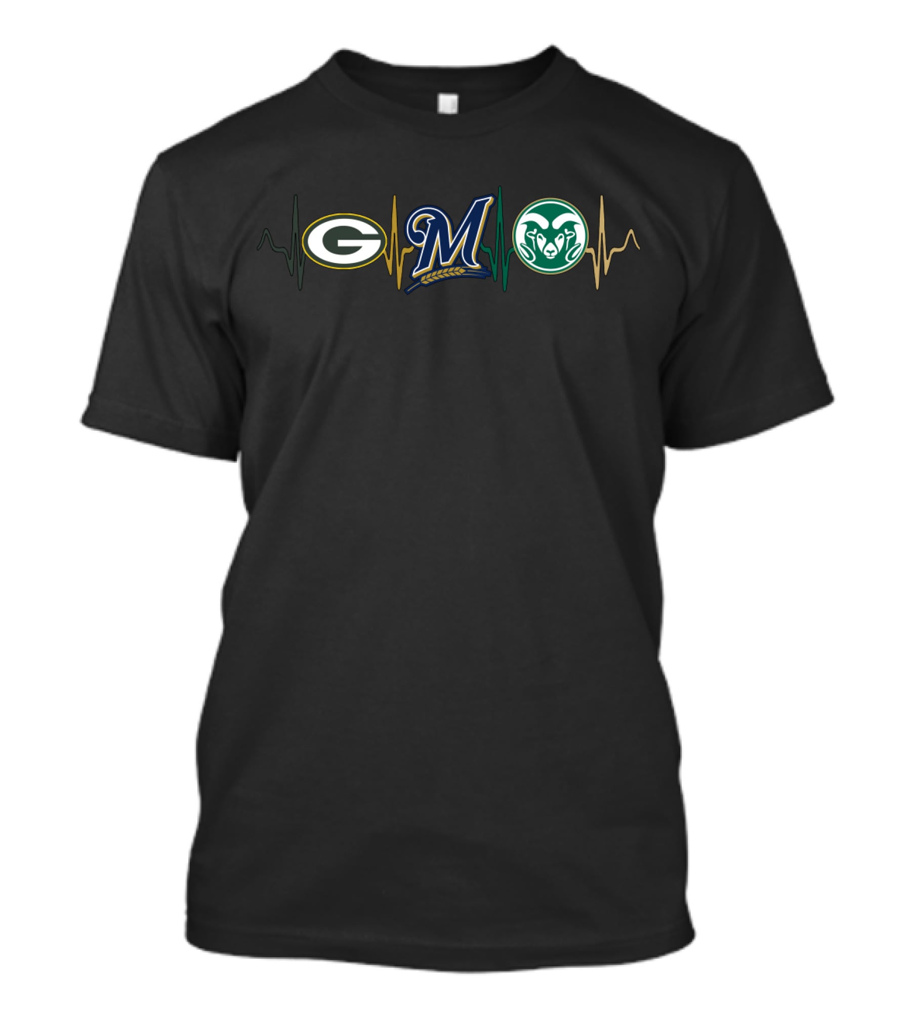 Packers Brewers Rams Heartbeat T-Shirt