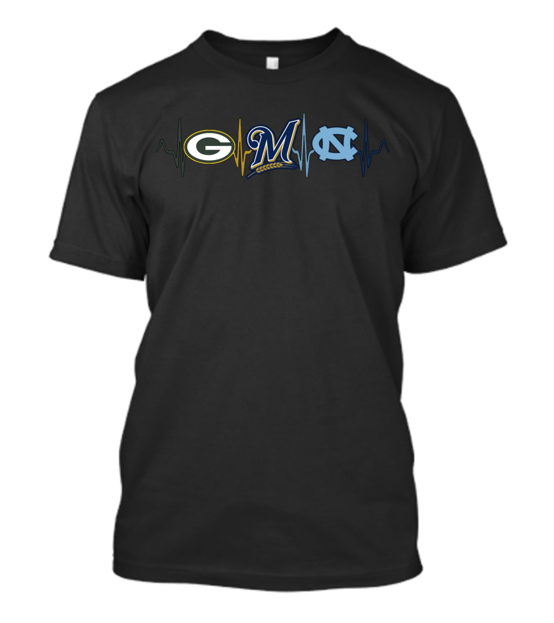 Love Packers Brewers North Carolina Tar Heels Ecg T-Shirt