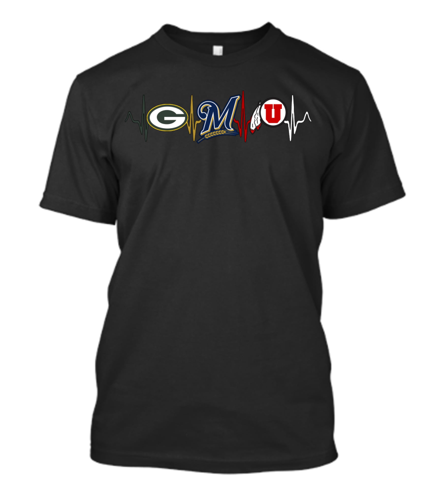 Packers Brewers Utes Heartbeat T-Shirt