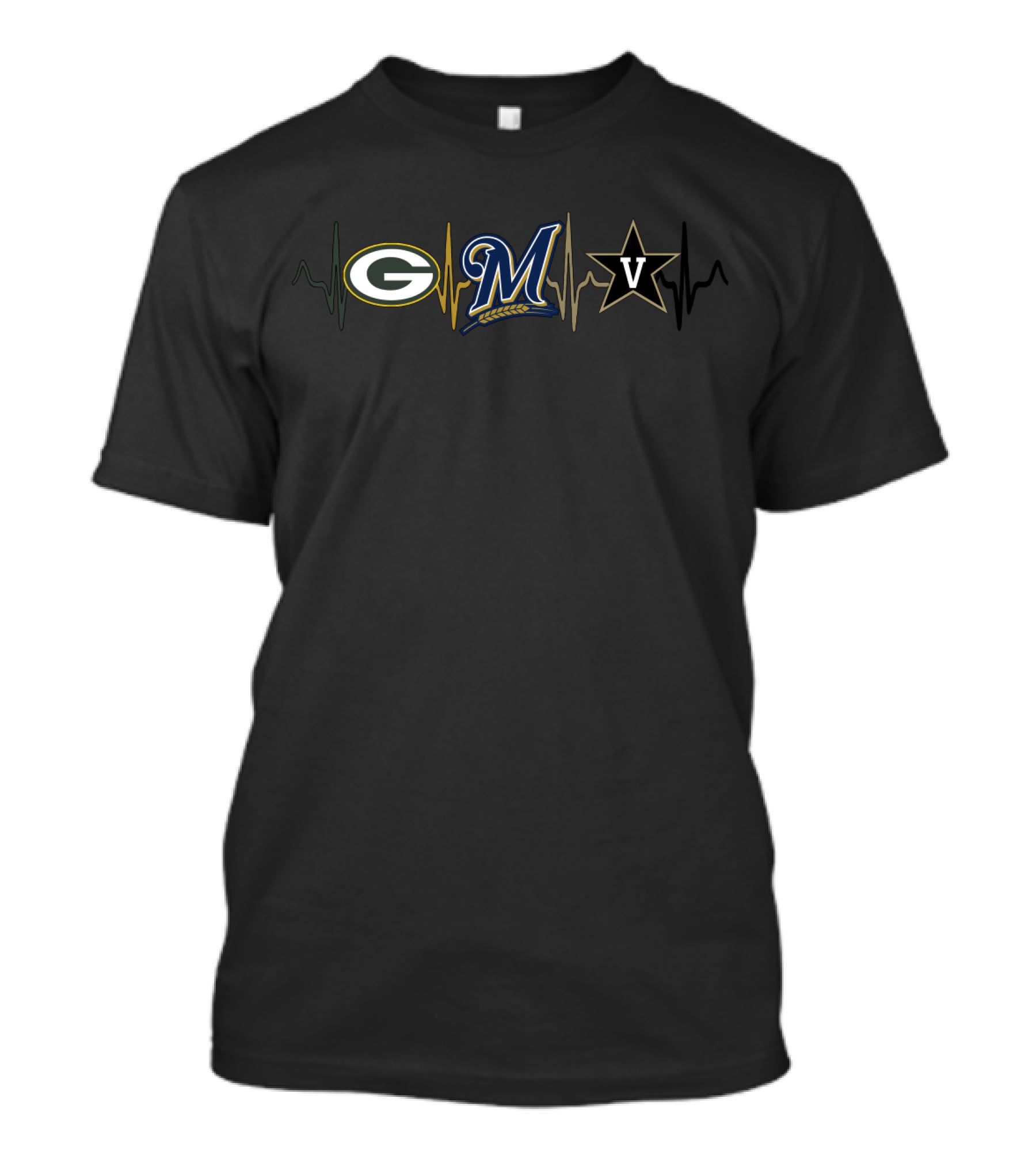 Packers Brewers Vanderbilt Heartbeat T-Shirt