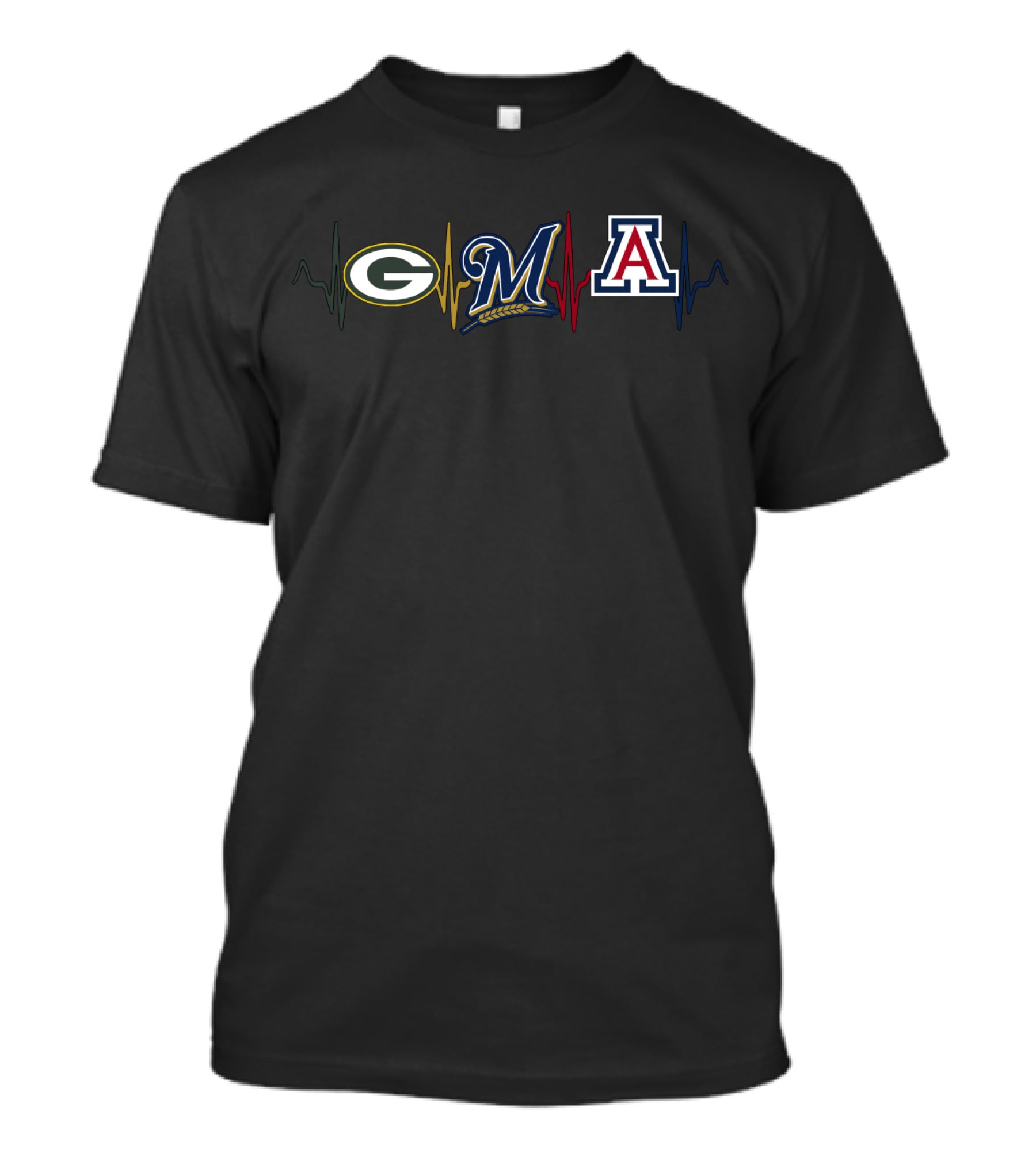 Packers Brewers Arizona Wildcats Heartbeat T-Shirt