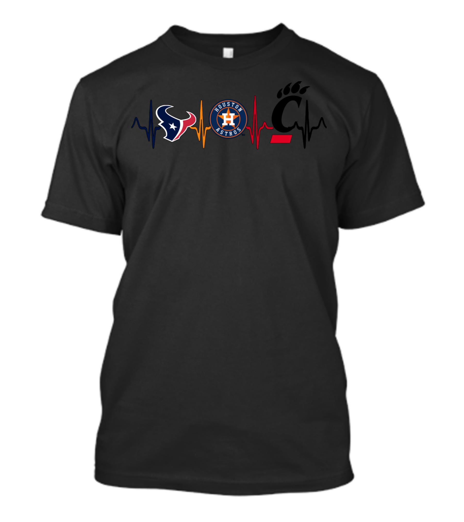 Houston Texans Astros Cincinnati Bearcats Heartbeat T-Shirt