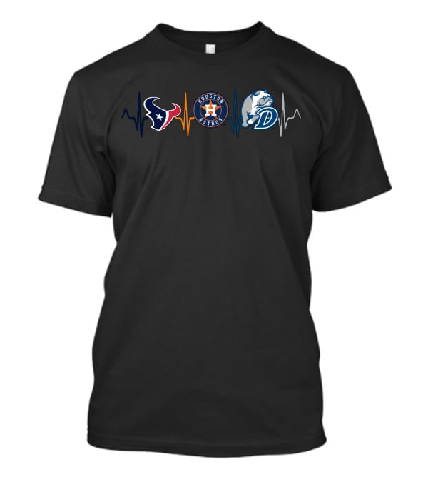 Houston Texans Houston Astros Drake Bulldogs Heartbeat T-Shirt