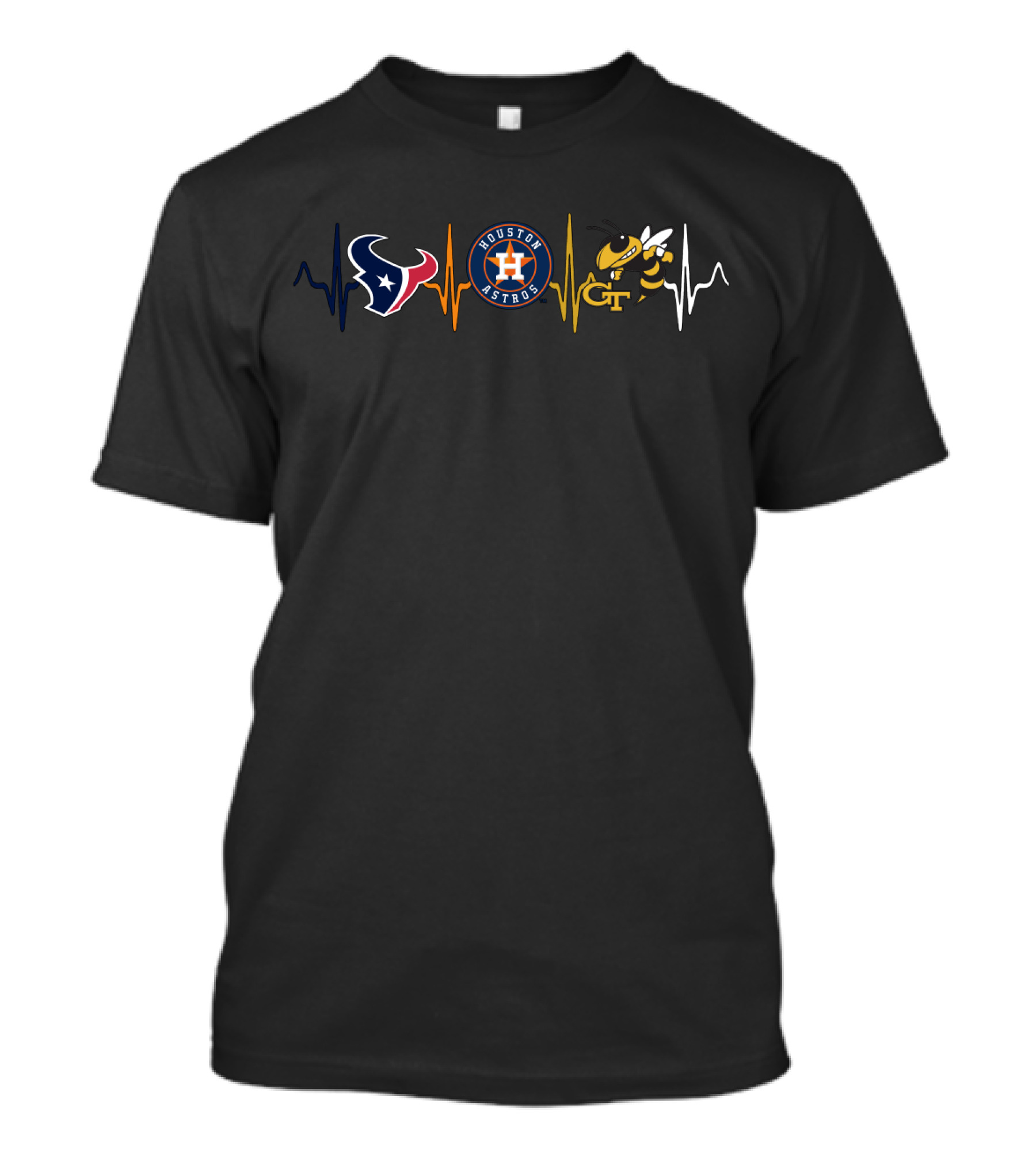 Texans Astros Georgia Tech Heartbeat Icons T-Shirt