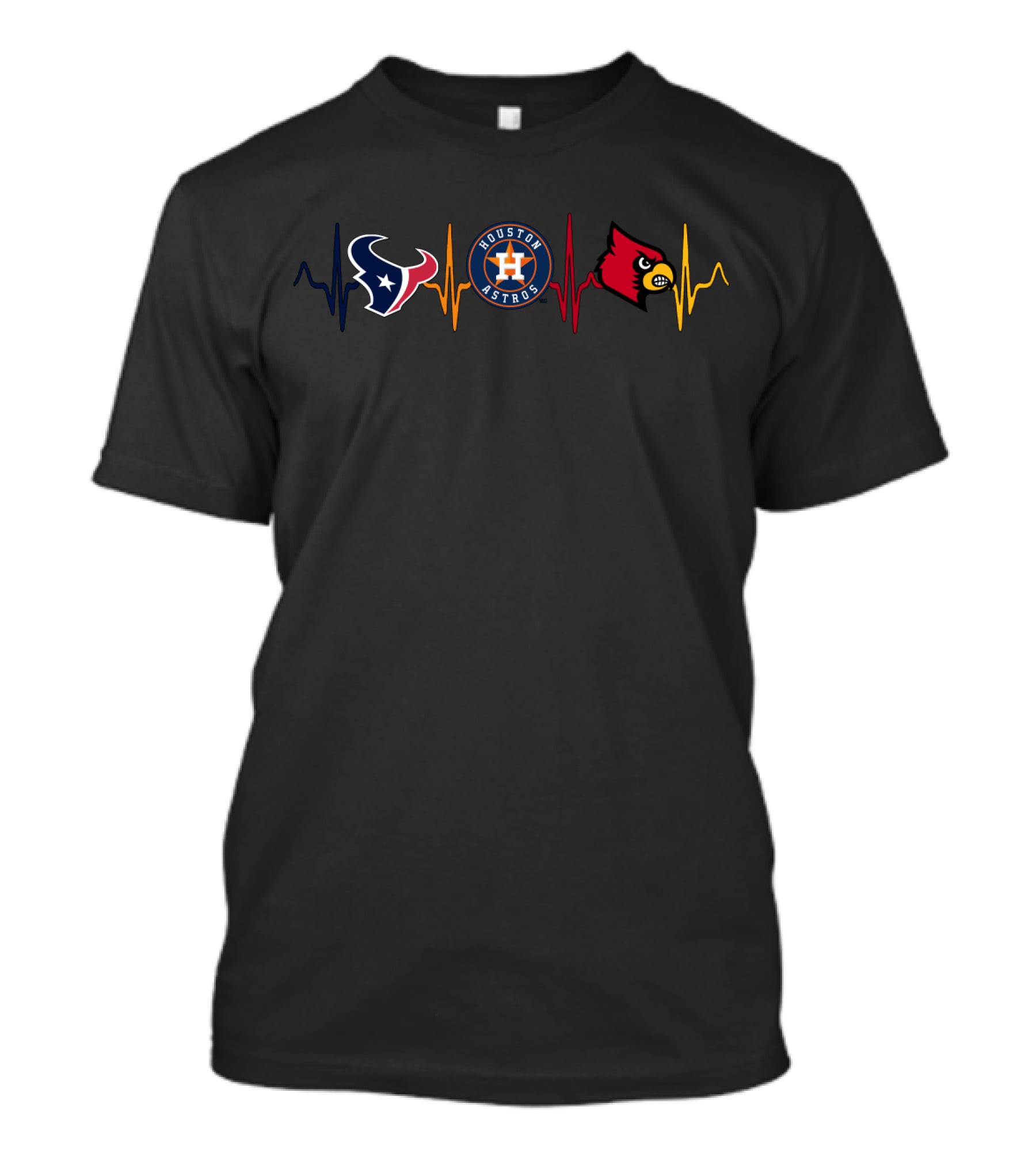 Love Texans Houston Astros Cardinals Heartbeat T-Shirt