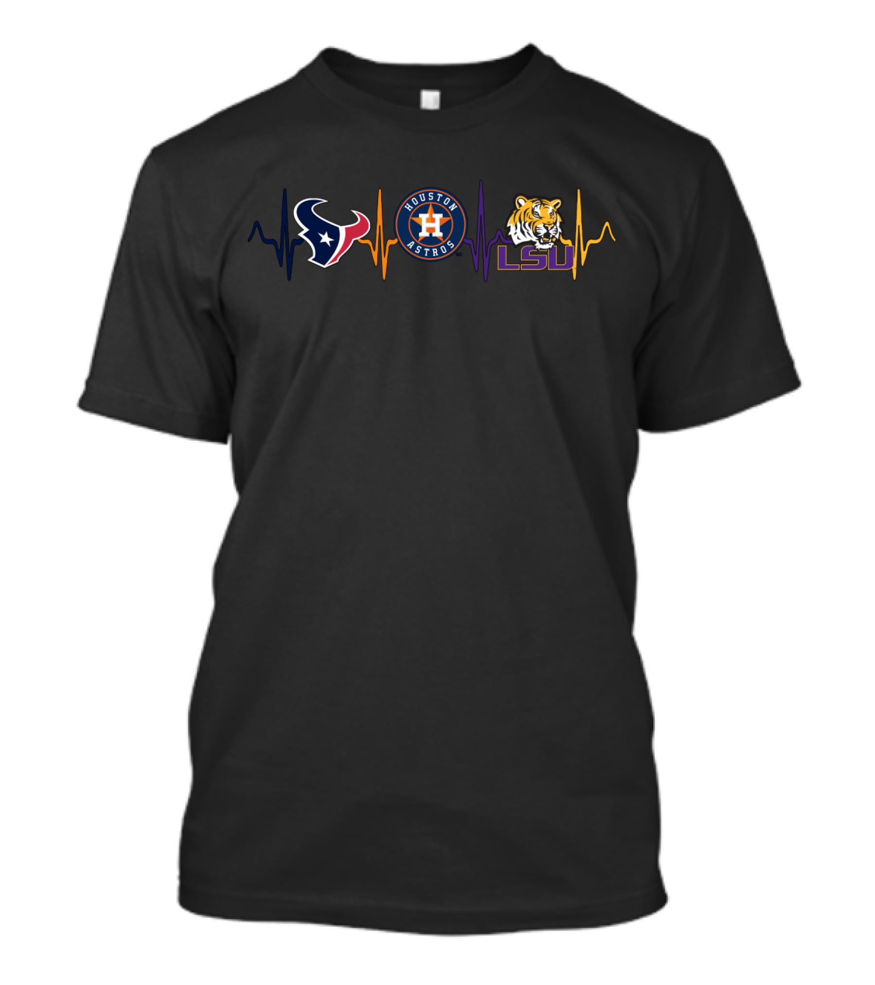 Houston Texans Houston Astros Lsu Tigers Heartbeat T-Shirt