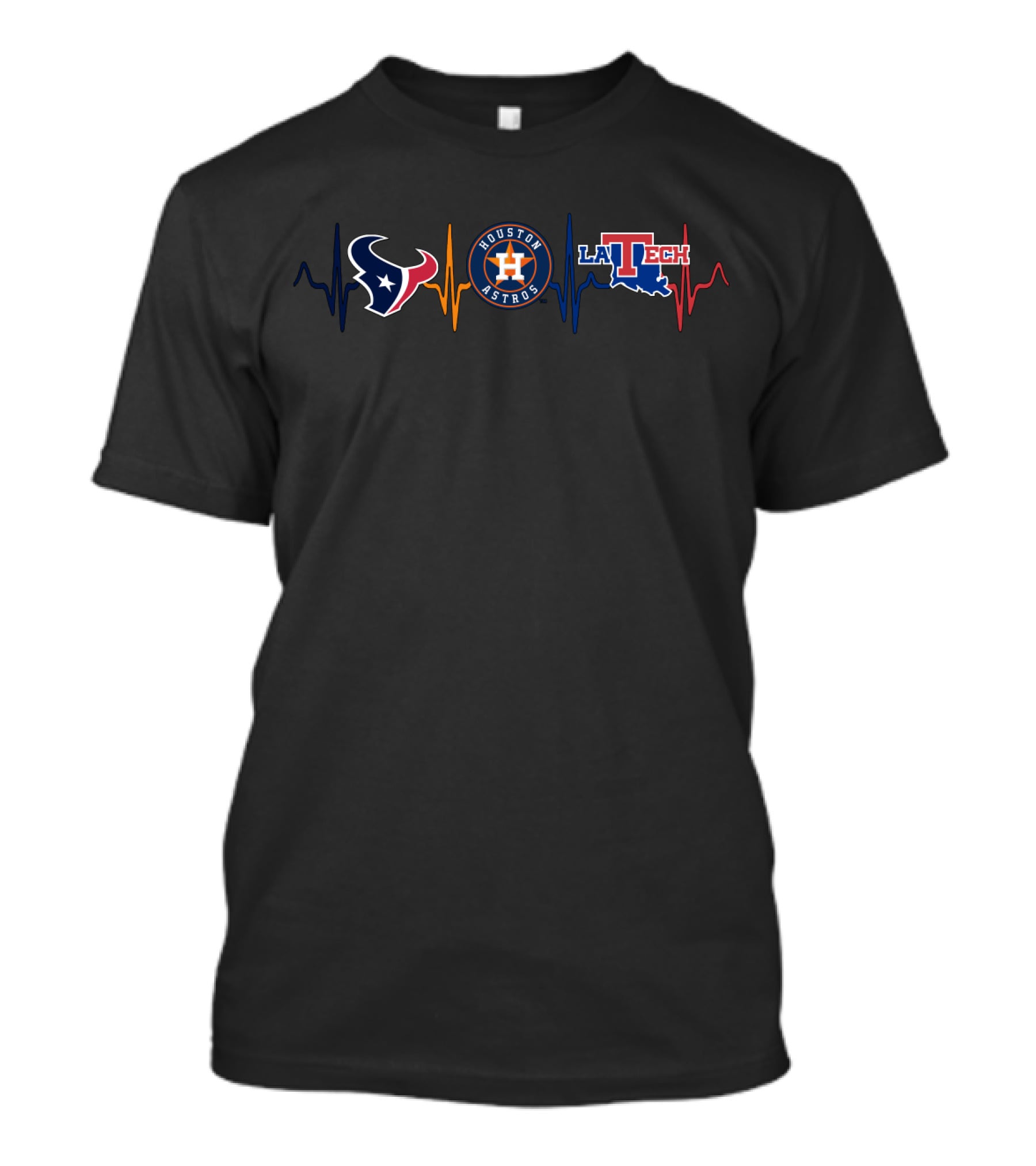 Houston Texans Houston Astros La Tech Heartbeat T-Shirt