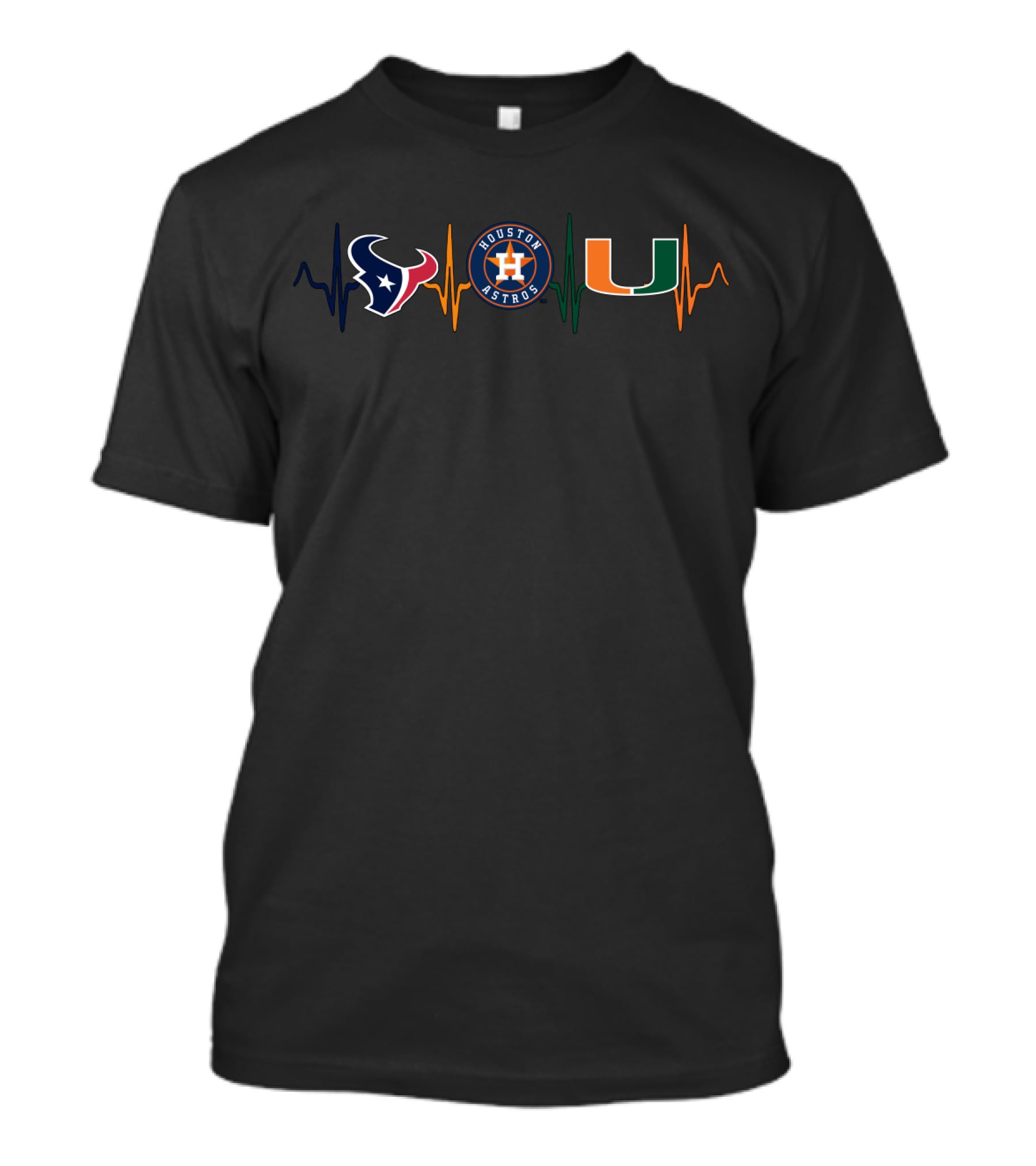 Love Texans Houston Astros Miami Hurricanes Fan Tribute T-Shirt