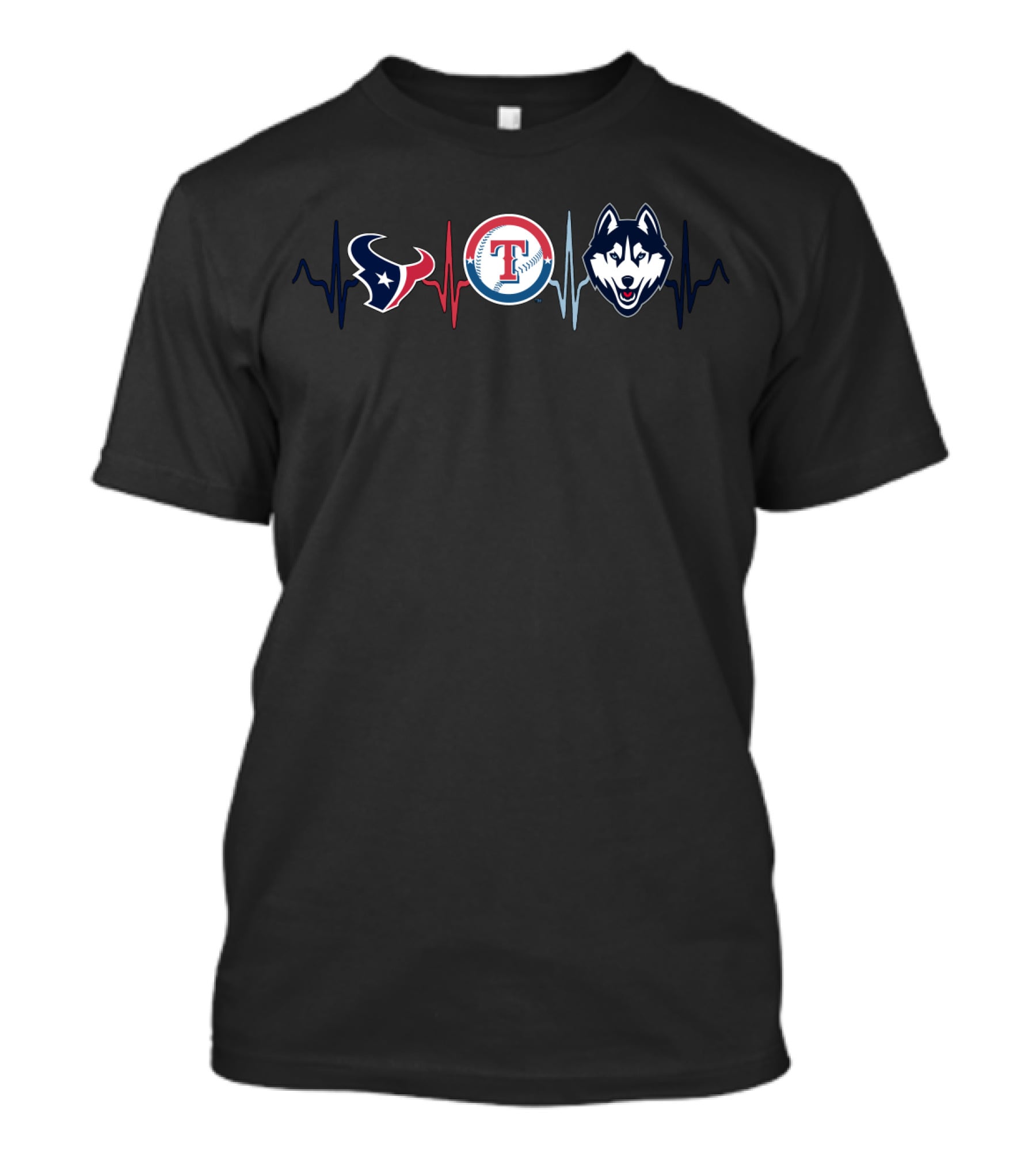 Texans Rangers Huskies Heartbeat T-Shirt