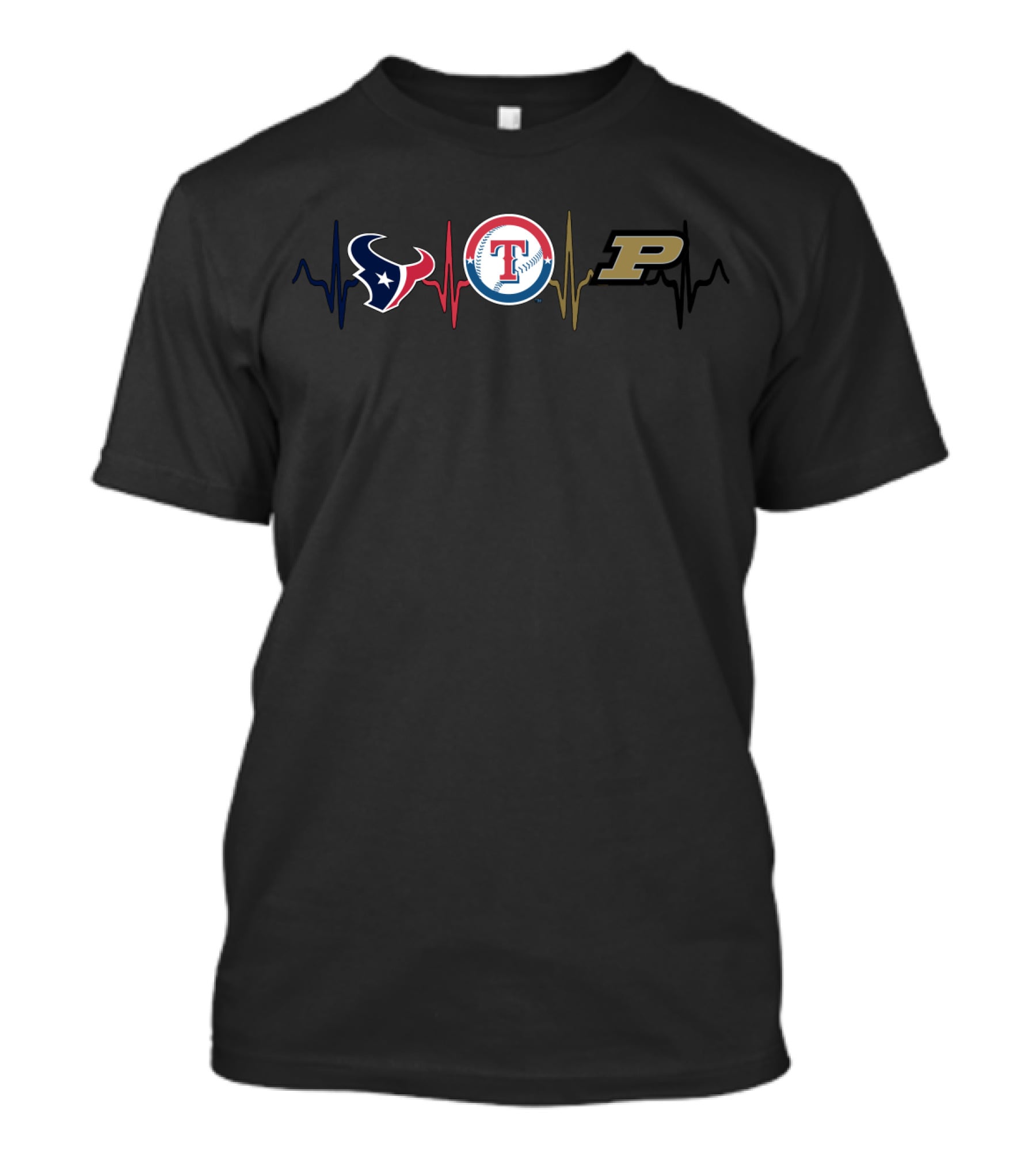 Houston Texans Texas Rangers Purdue Boilermakers Heartbeat T-Shirt