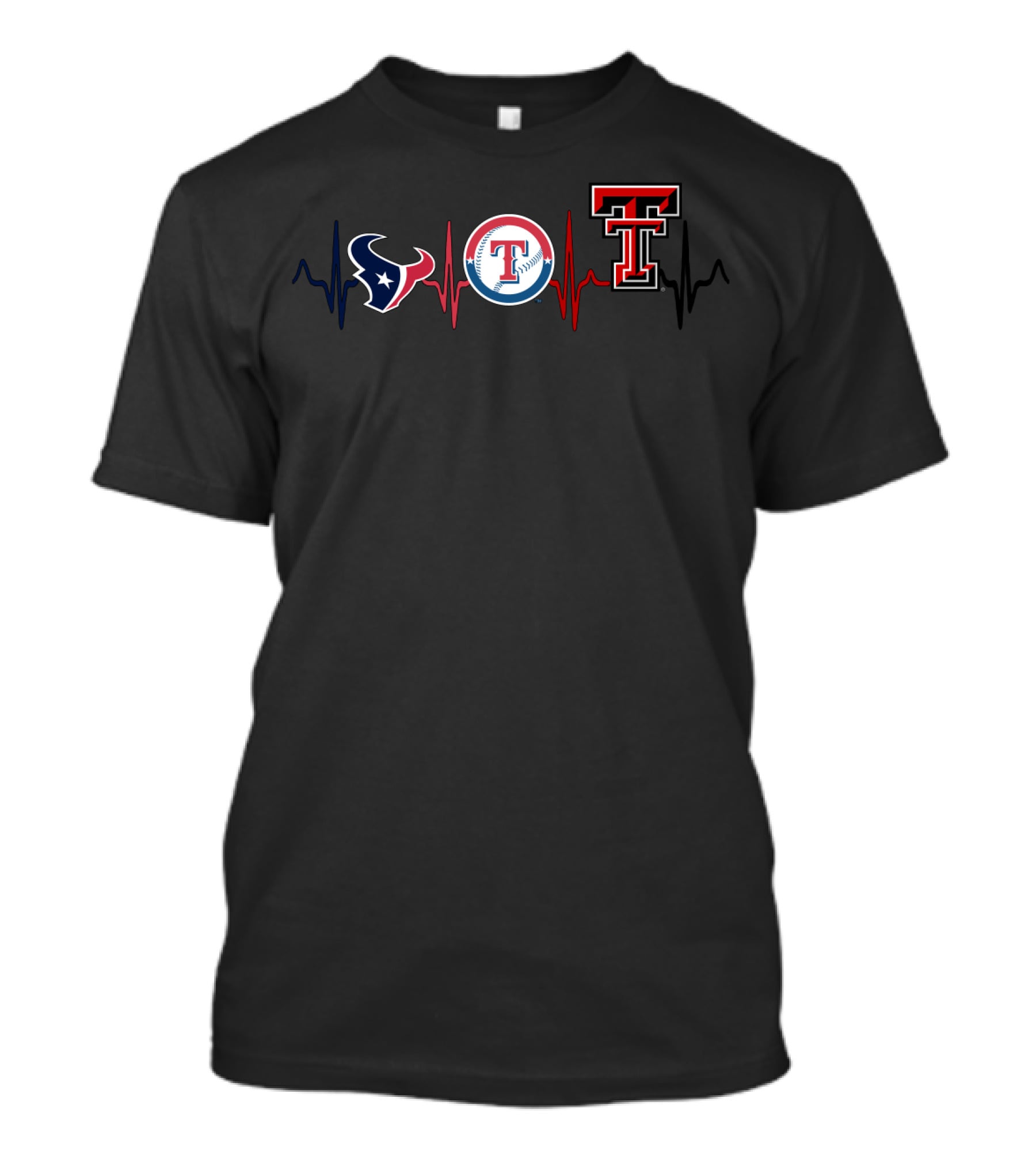 Texans Rangers Texas Tech Heartbeat T-Shirt