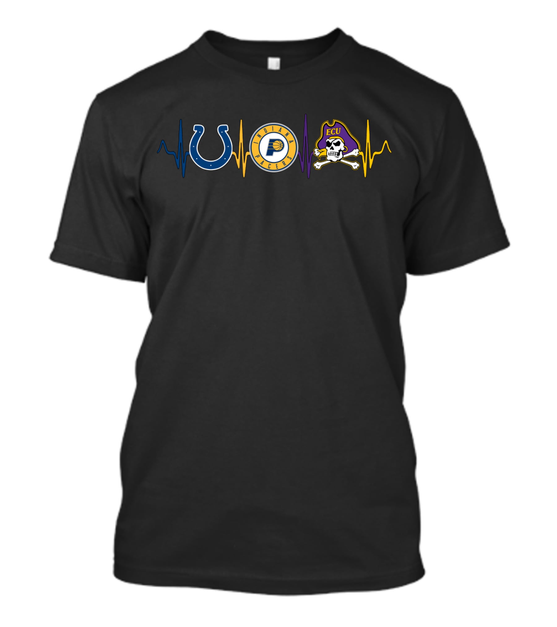 Colts Pacers Ecu Pirates Heartbeat Icons T-Shirt